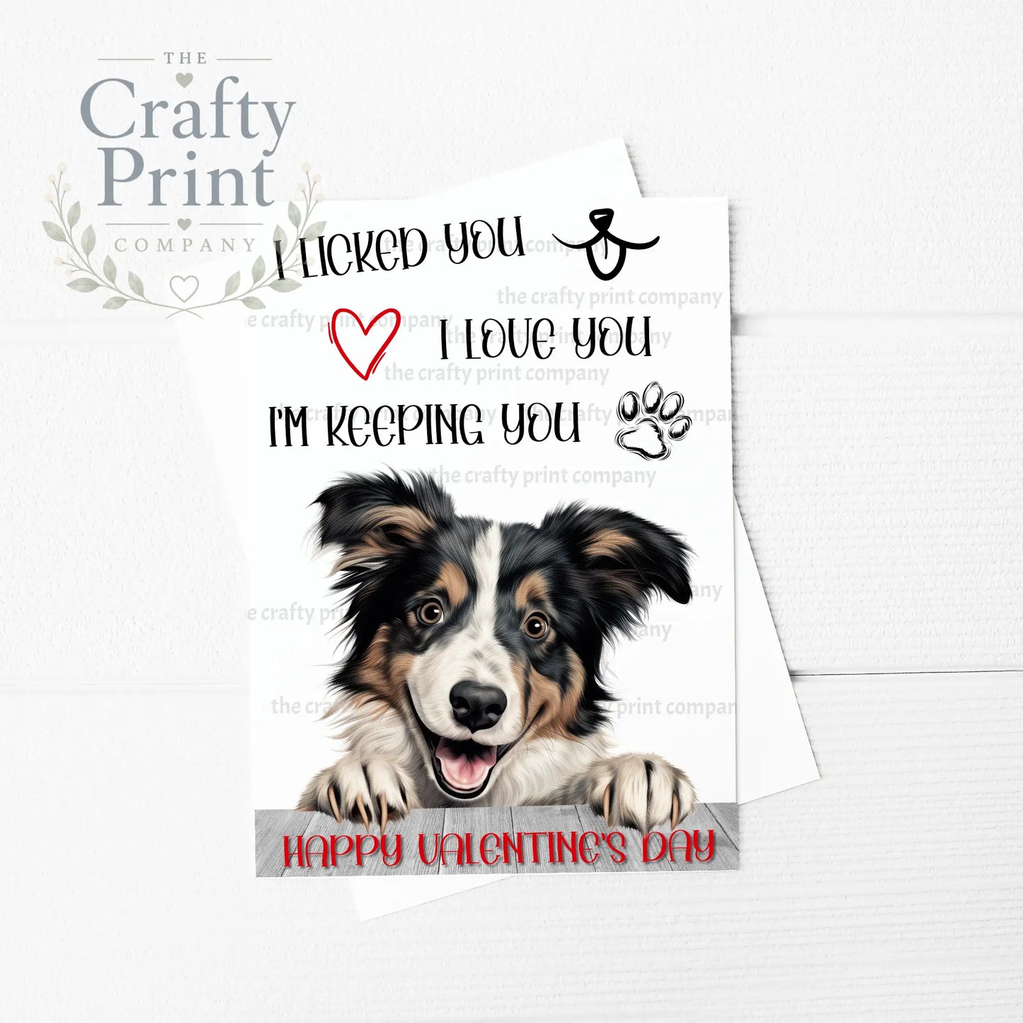 I licked you Collie A5 Valentine Card - Greeting & Note