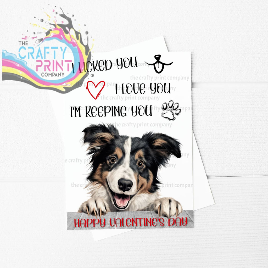 I licked you Collie A5 Valentine Card - Greeting & Note