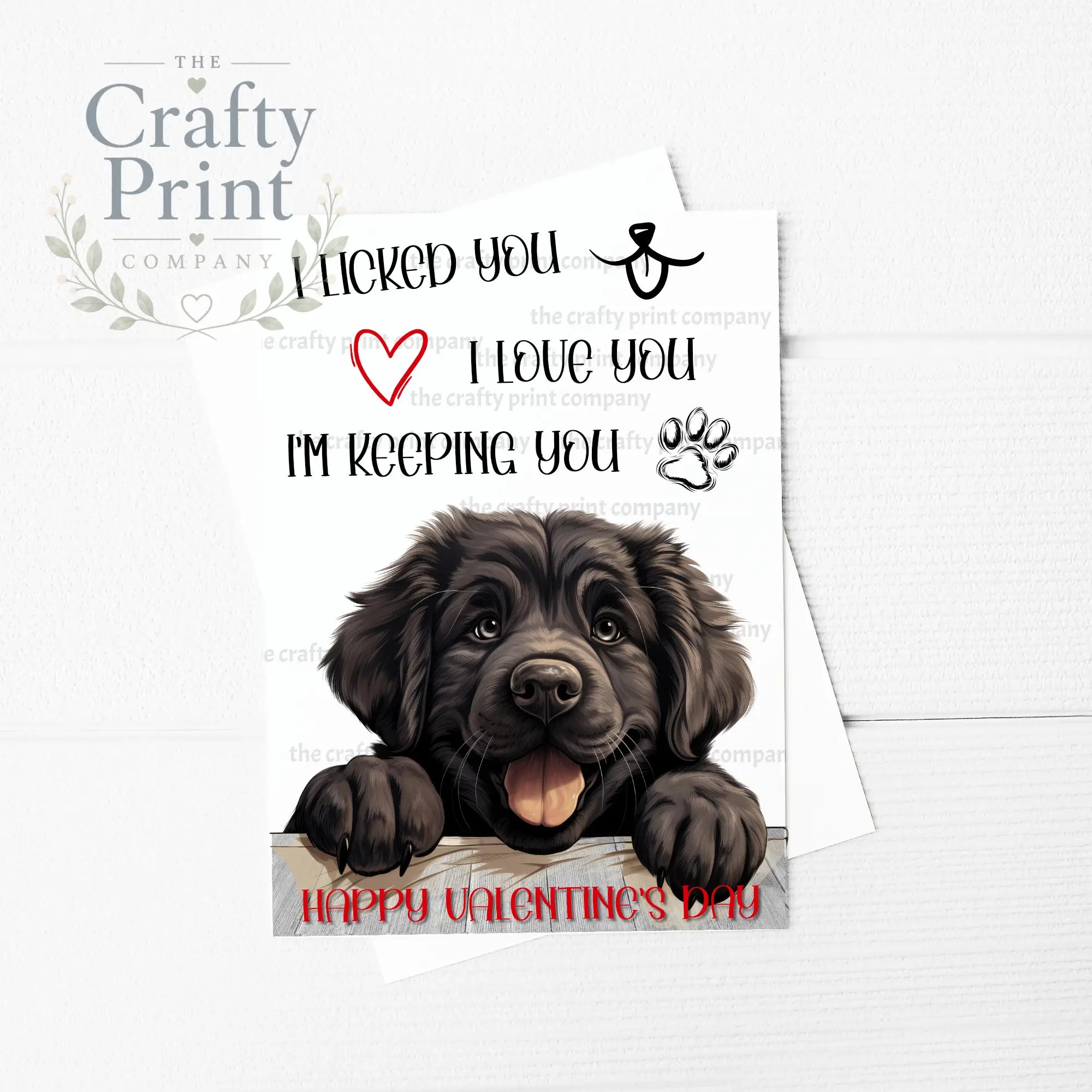 I licked you Newfoundland A5 Valentine Card - Greeting &