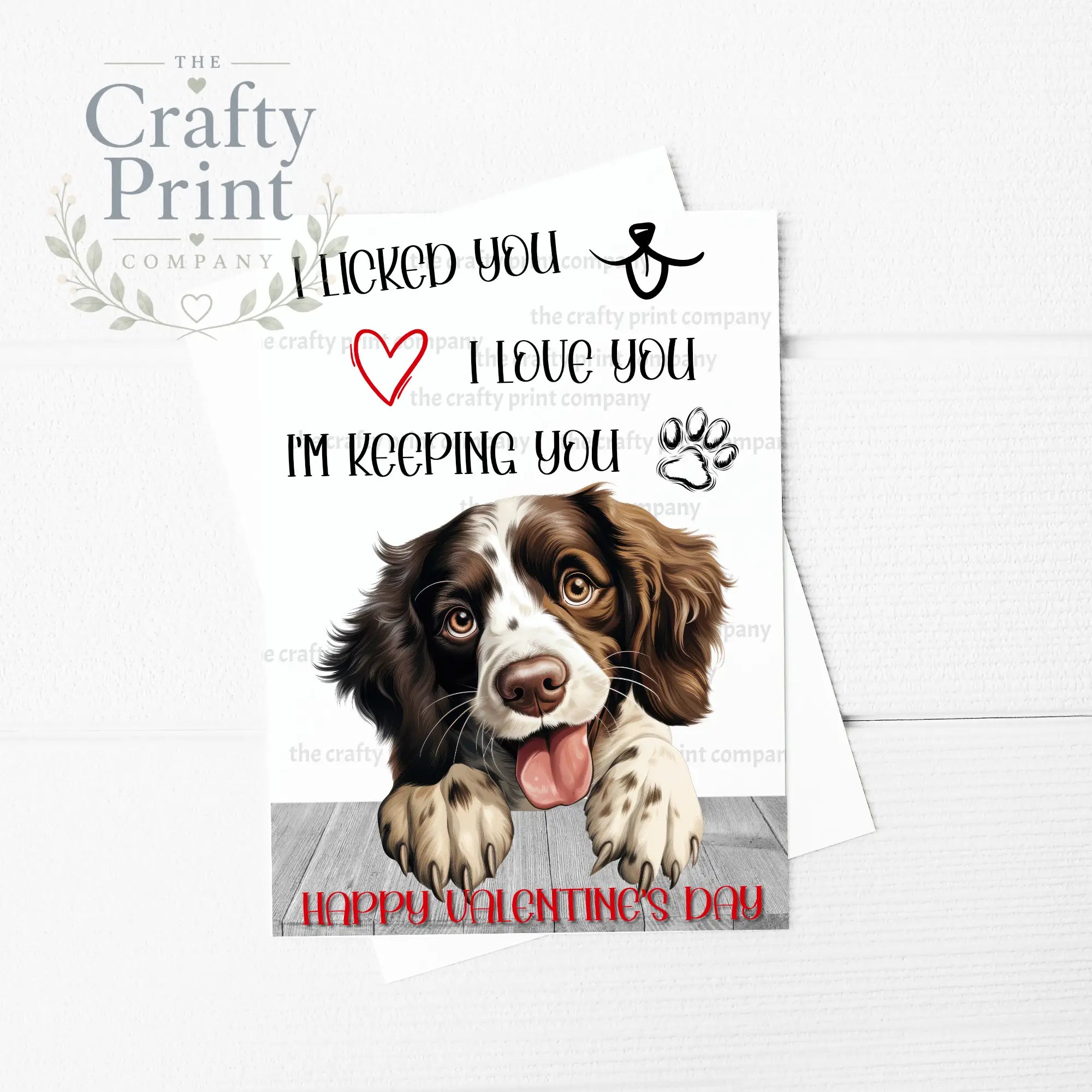 I licked you Springer Spaniel A5 Valentine Card - Greeting