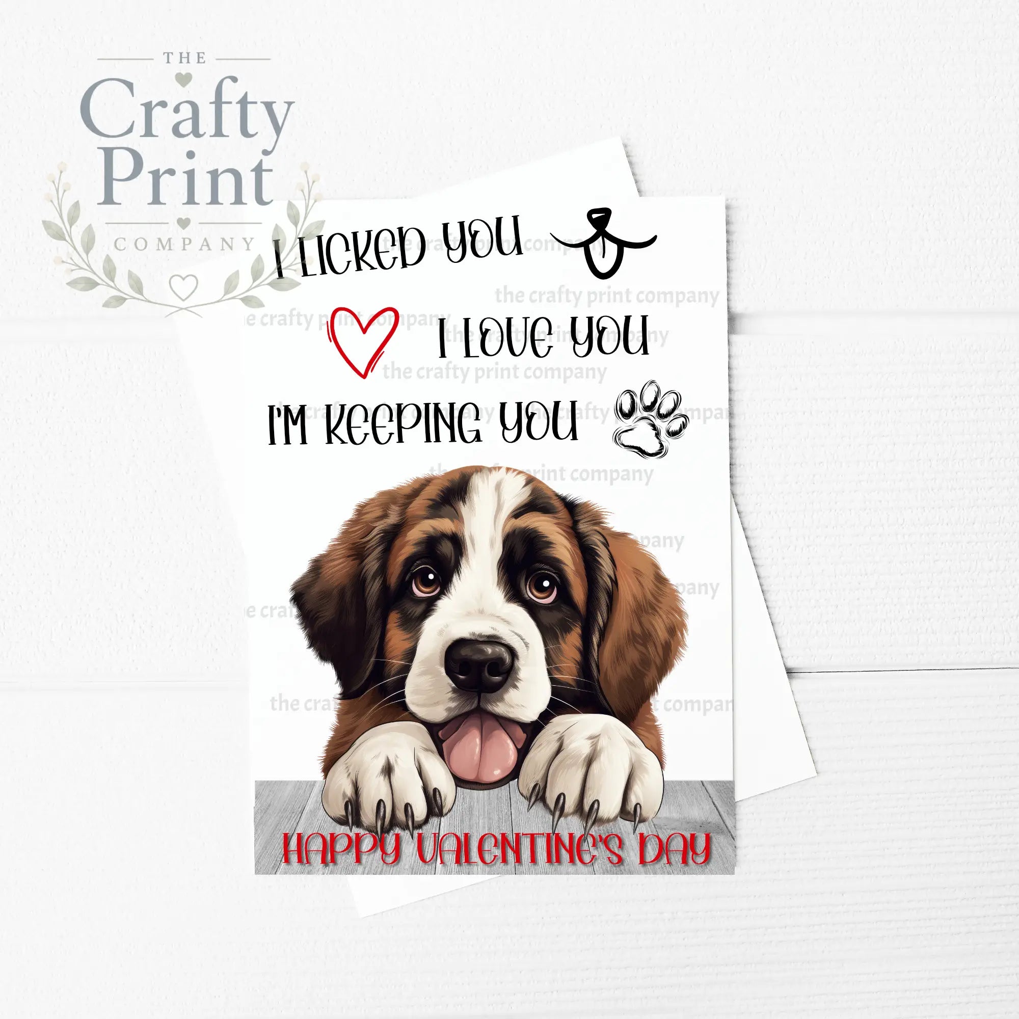 I licked you St Bernard A5 Valentine Card - Greeting & Note
