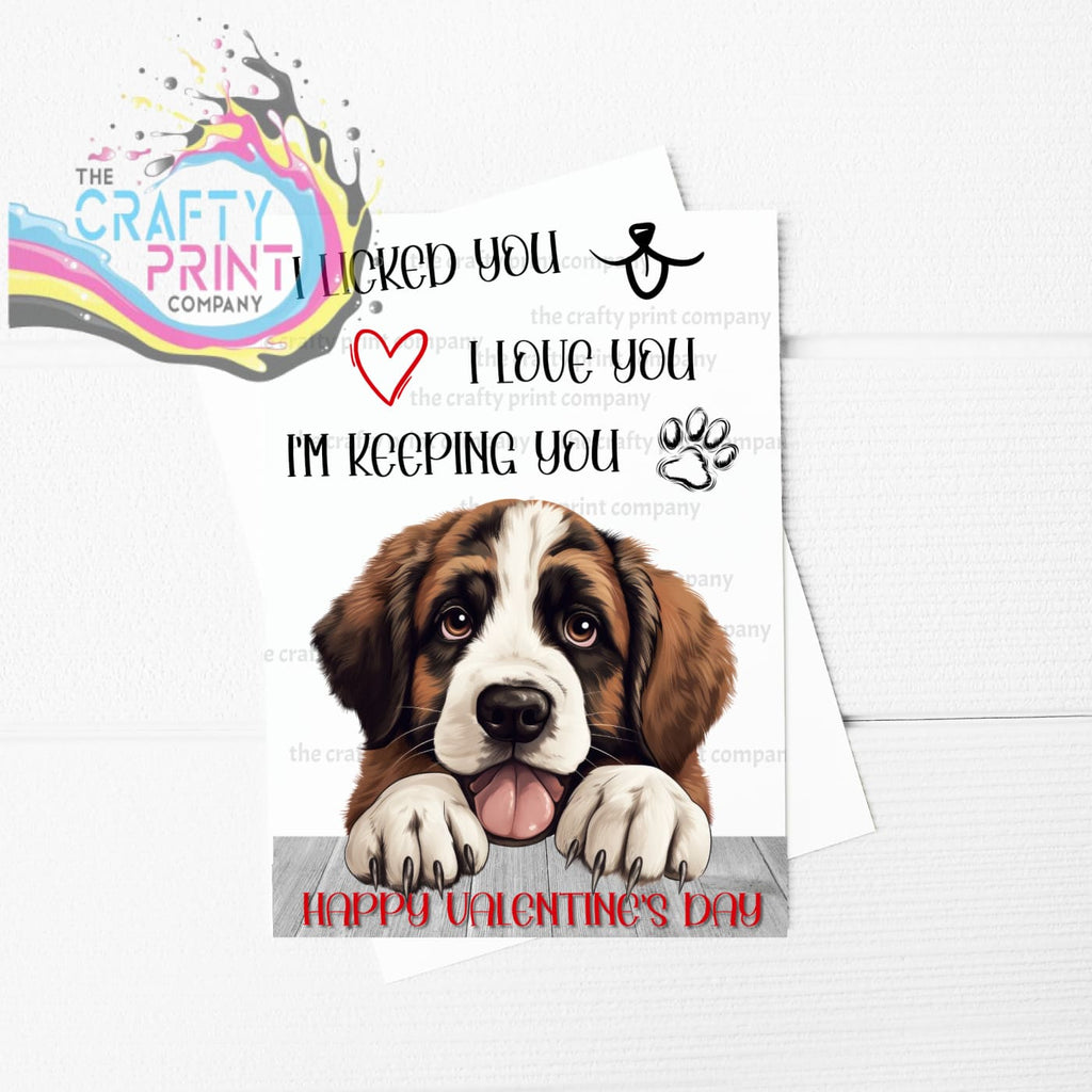 I licked you St Bernard A5 Valentine Card - Greeting & Note
