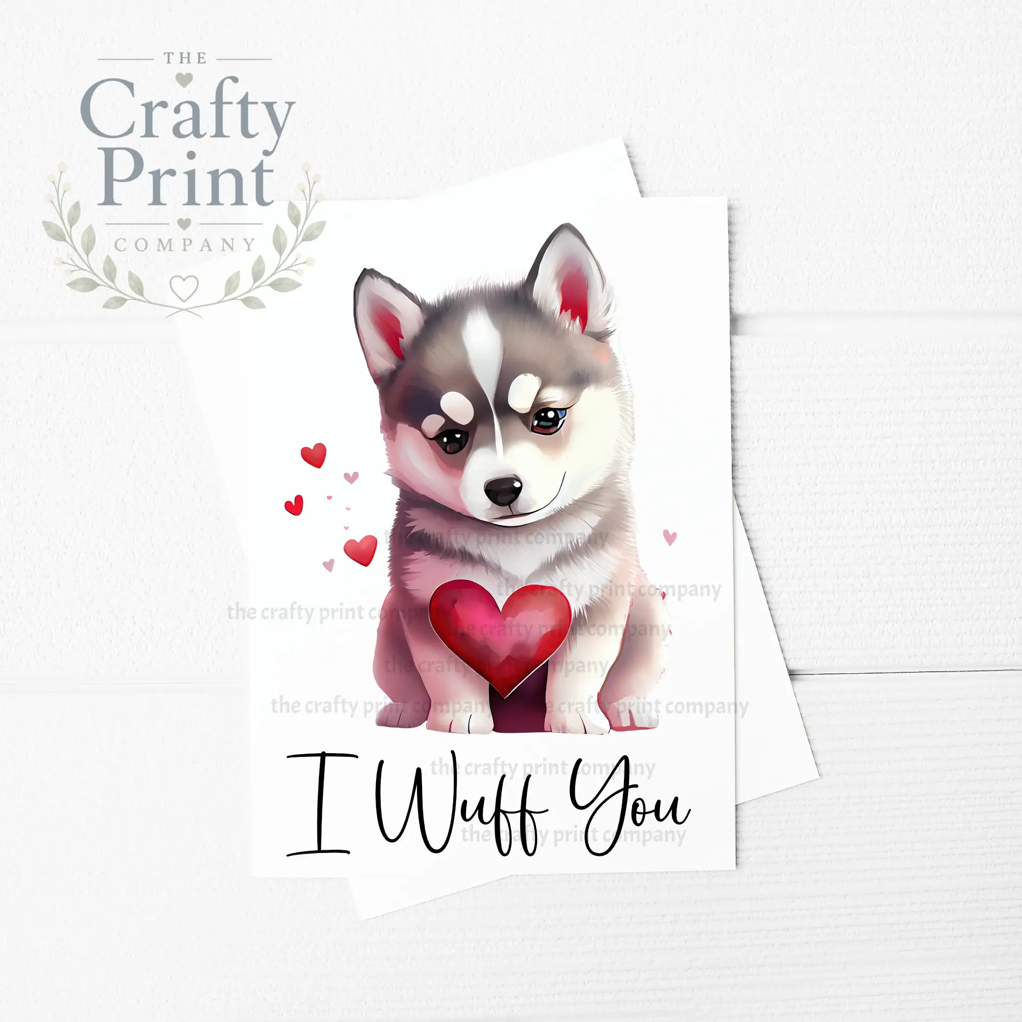 I Wuff You Husky A5 Card - Heart - Greeting & Note Cards