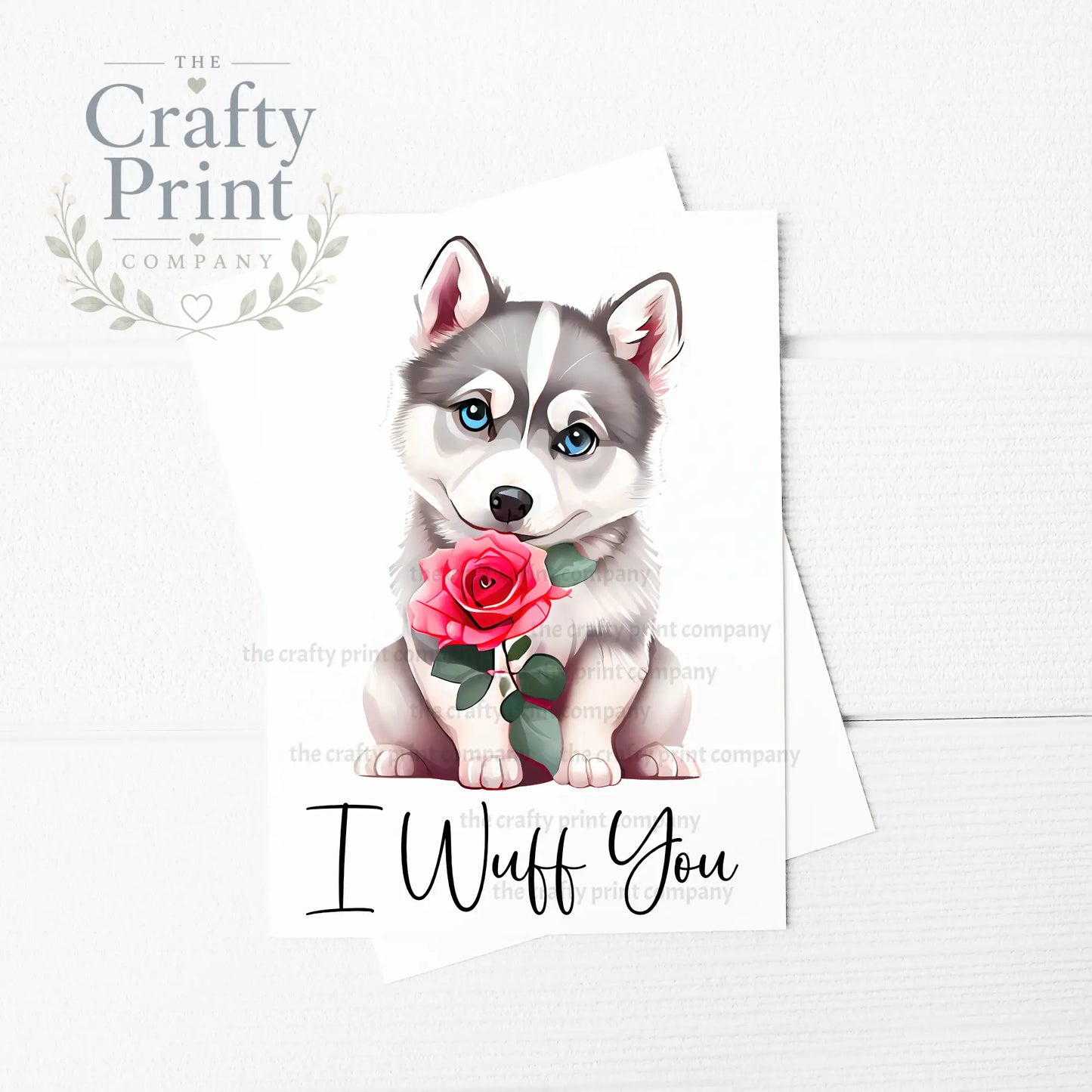 I Wuff You Husky A5 Card - Rose - Greeting & Note Cards