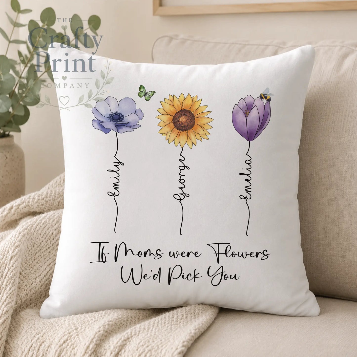 If Moms were Flowers Personalised Flower Stem Cushion