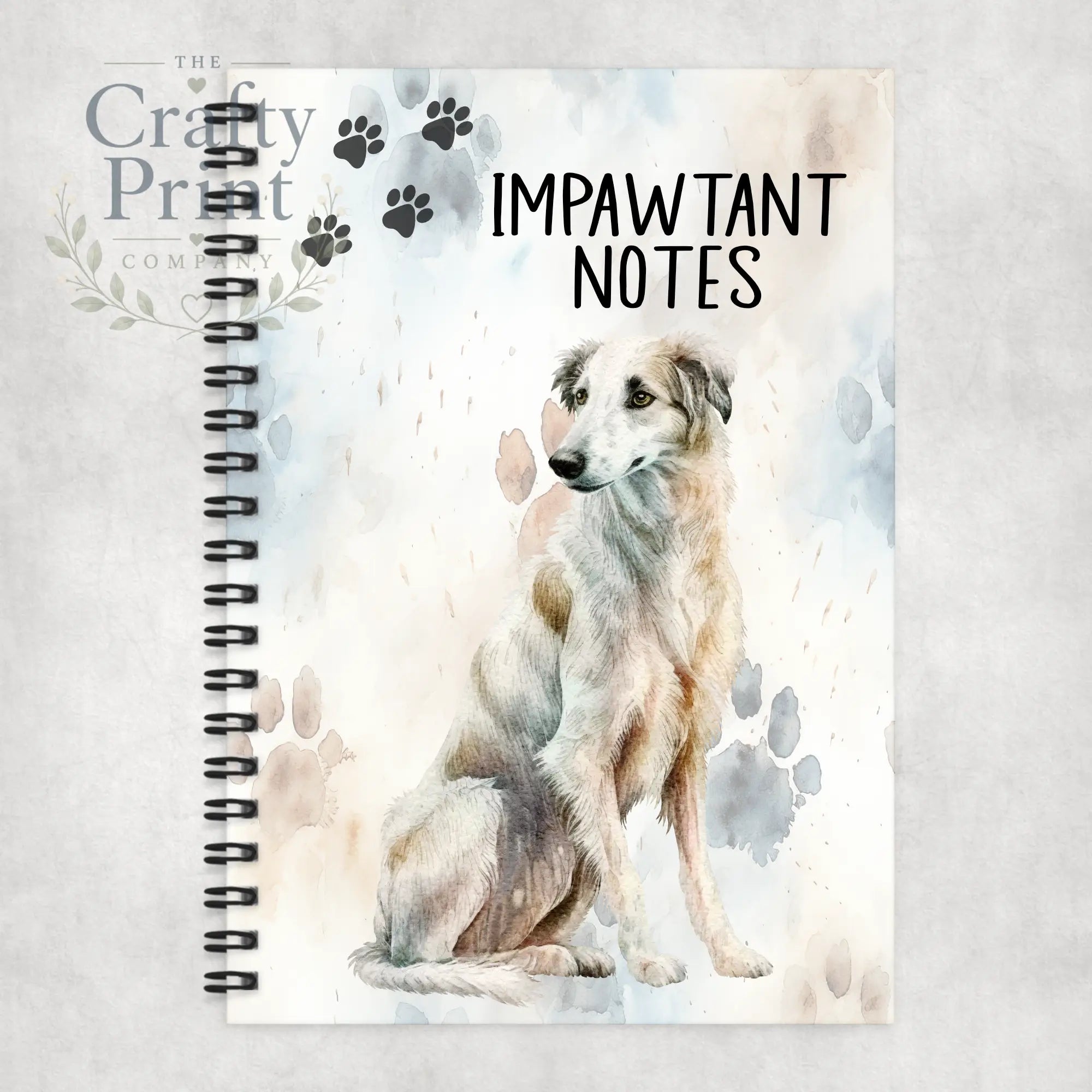 Impawtant Notes Borzoi Dog Notebook - Notebooks & Notepads