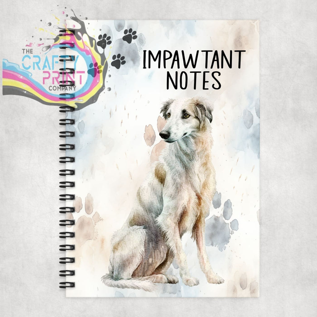 Impawtant Notes Borzoi Dog Notebook - Notebooks & Notepads