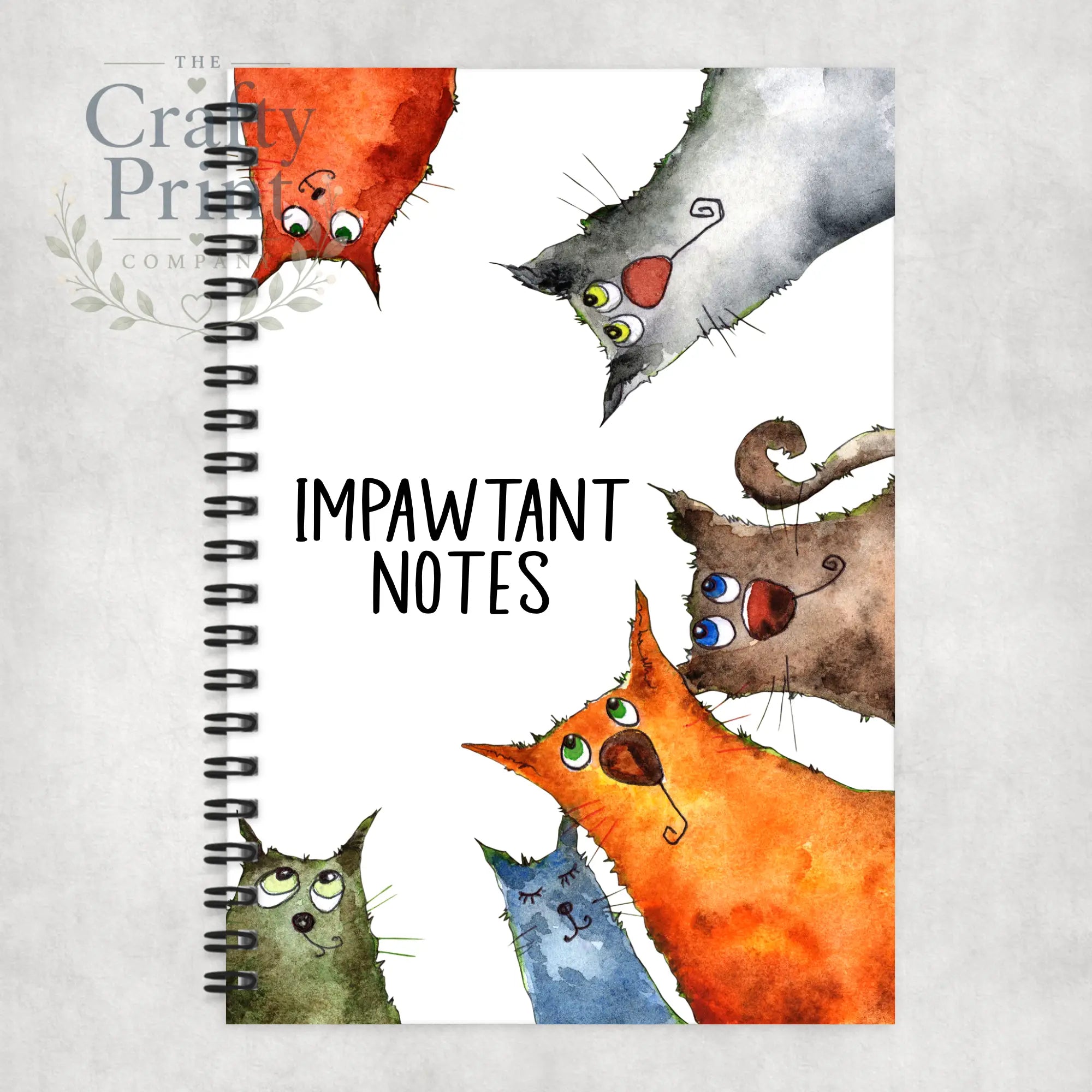 Impawtant Notes Cartoon Cats Notebook - Notebooks & Notepads