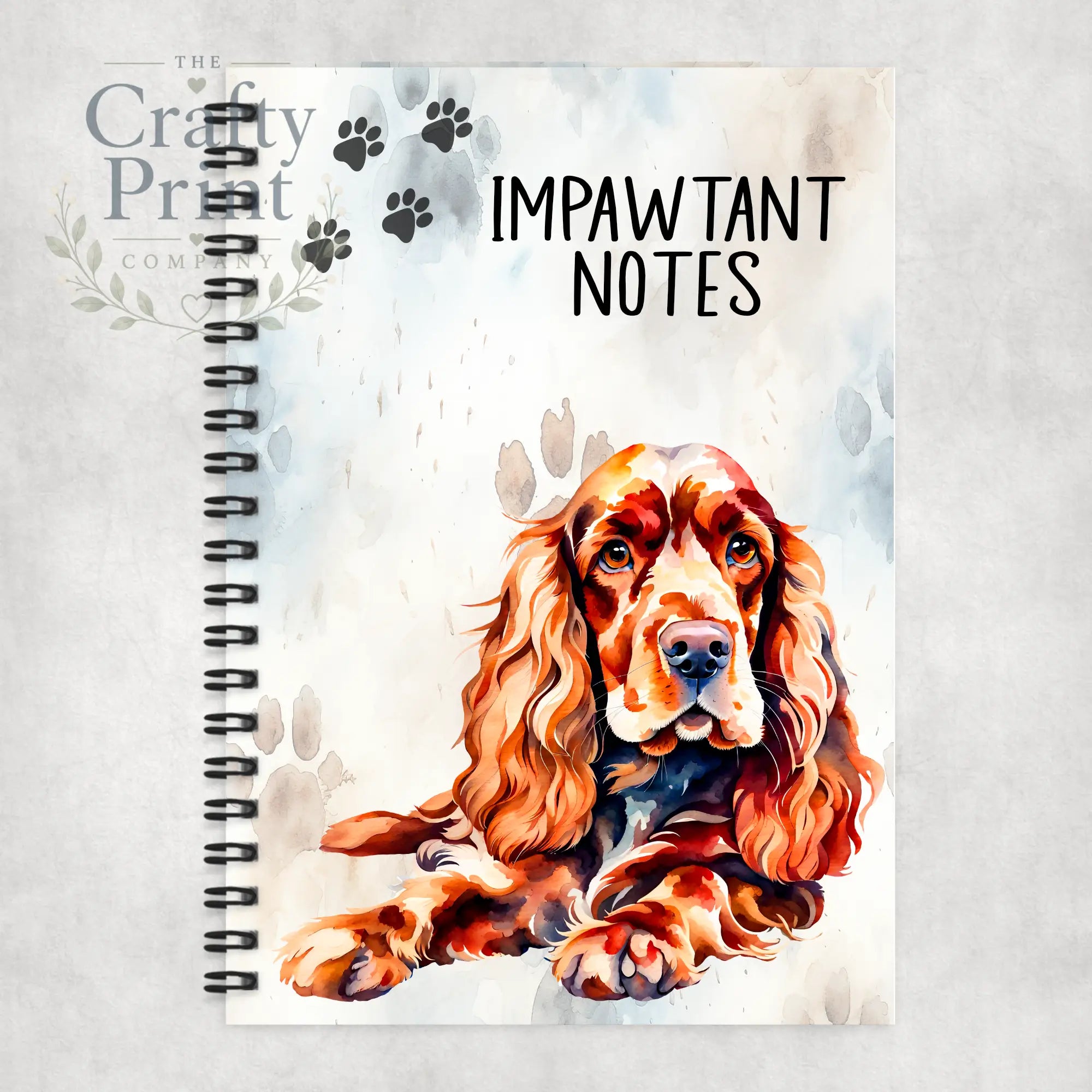 Impawtant Notes Cocker Spaniel A5 Spiral Notebook