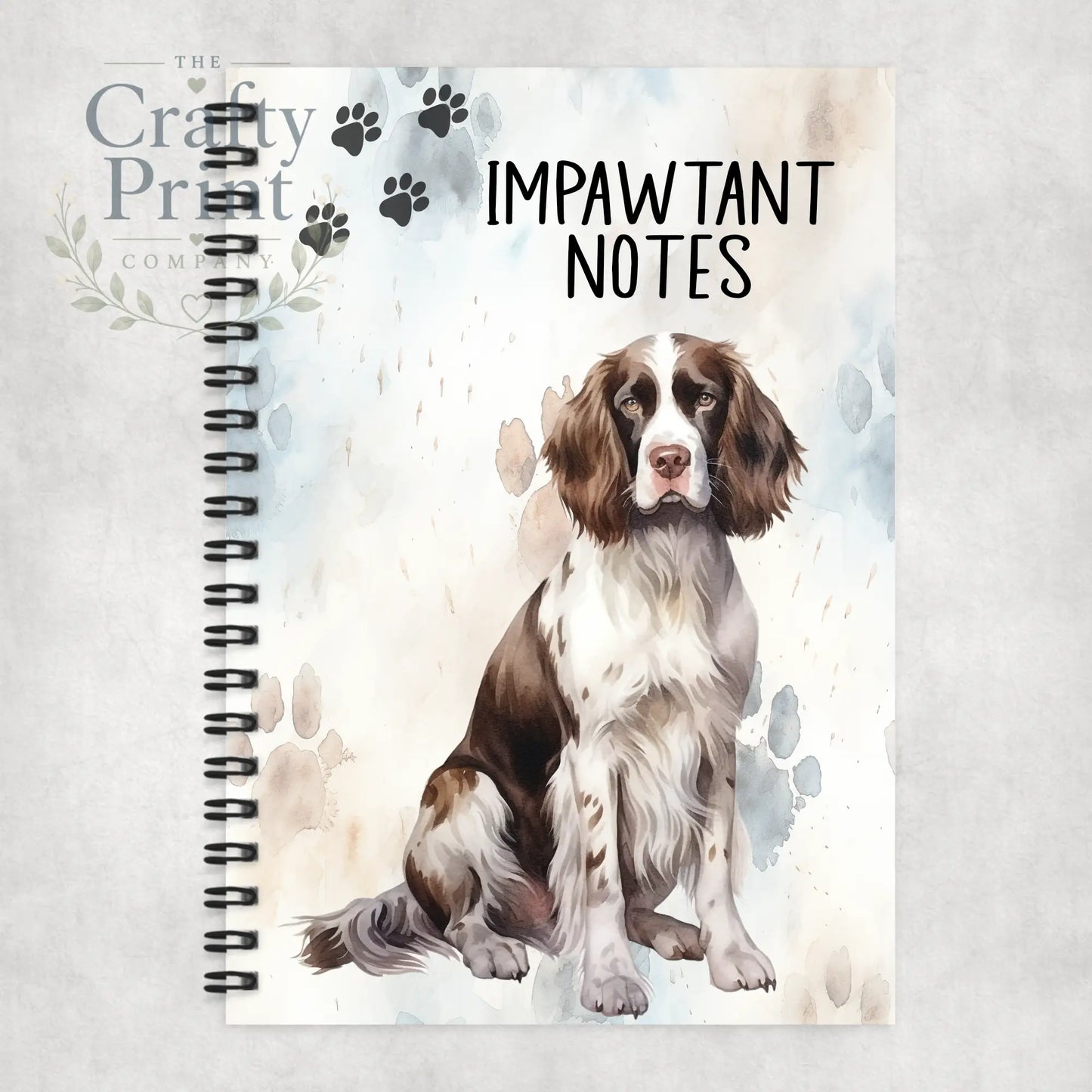 Impawtant Notes Springer Spaniel A5 Spiral Notebook