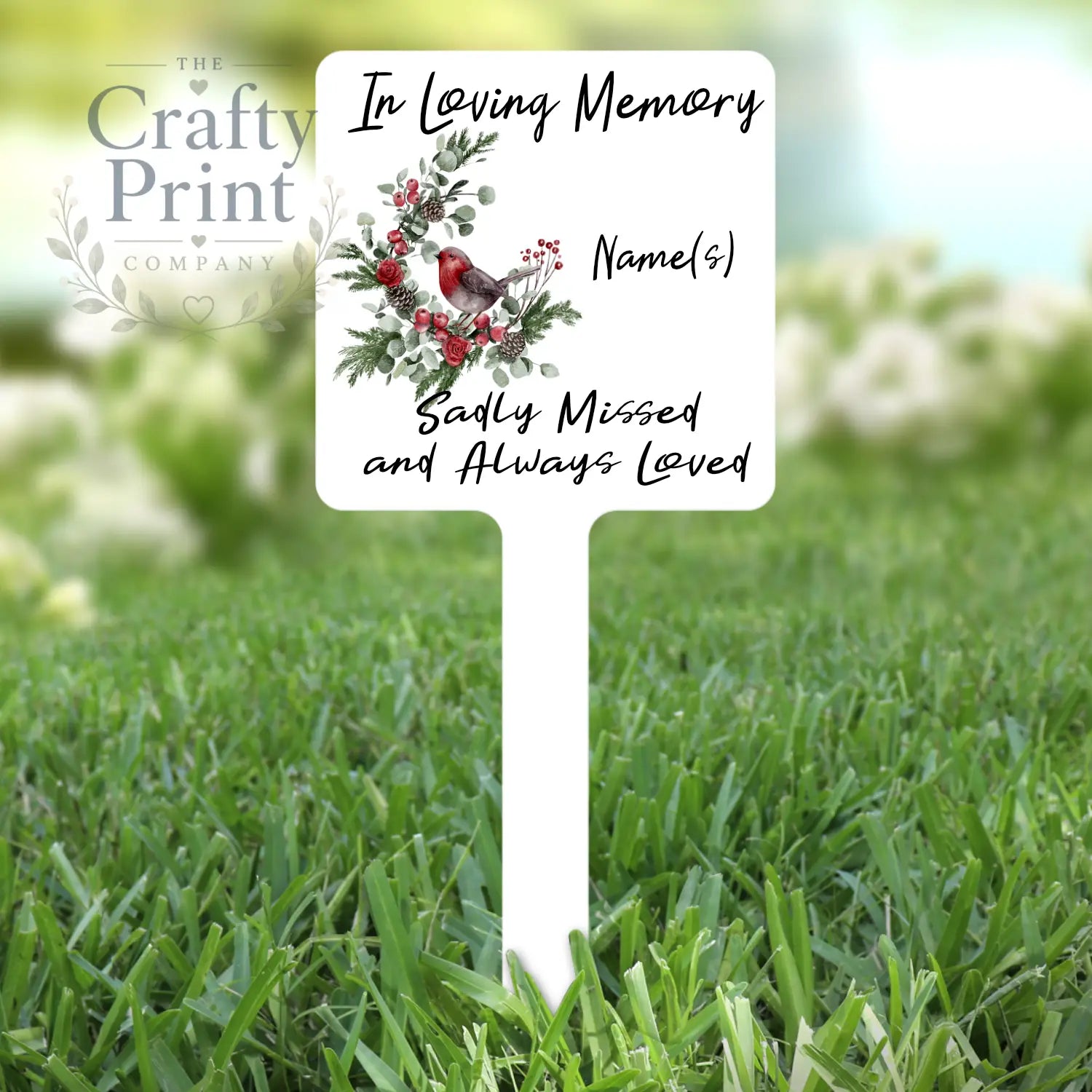 In Loving Memory Robin Personalised Garden Stake - Lawn