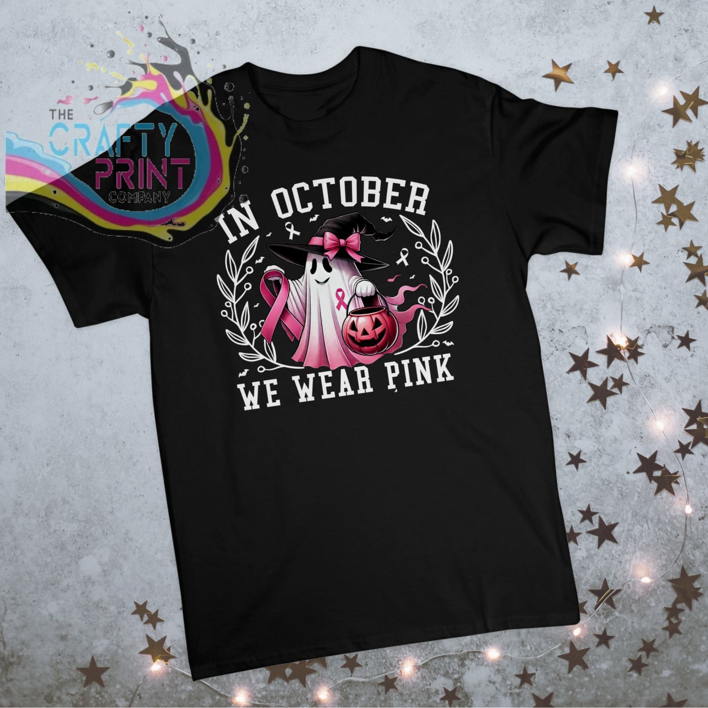 In October we wear Pink Ghost T-shirt - Black - Shirts &