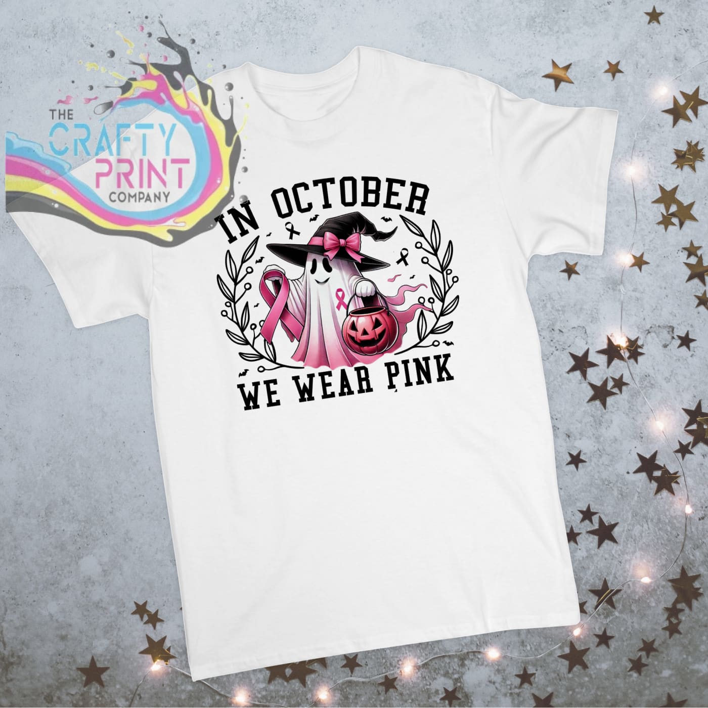 In October we wear Pink Ghost T-shirt - White - Shirts &