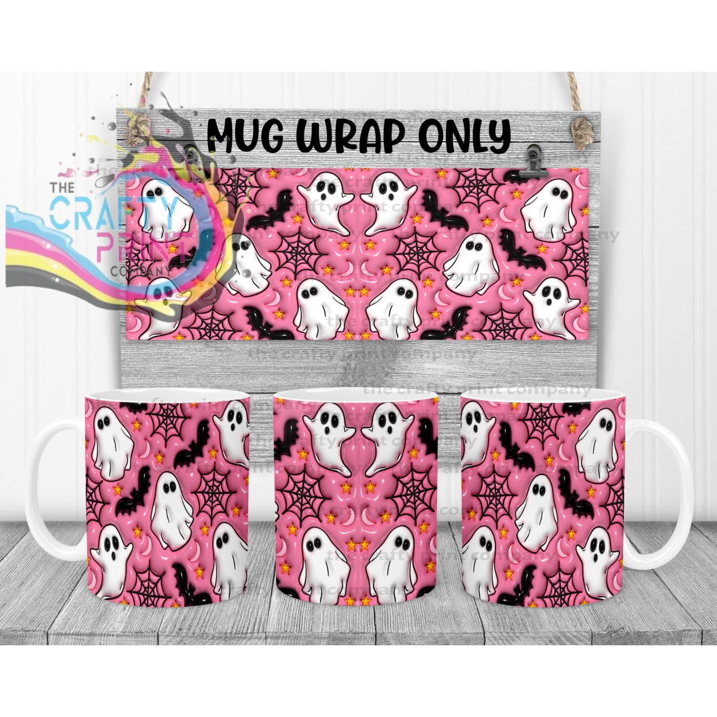 Inflated Pink Halloween Sublimation Mug Wrap Print