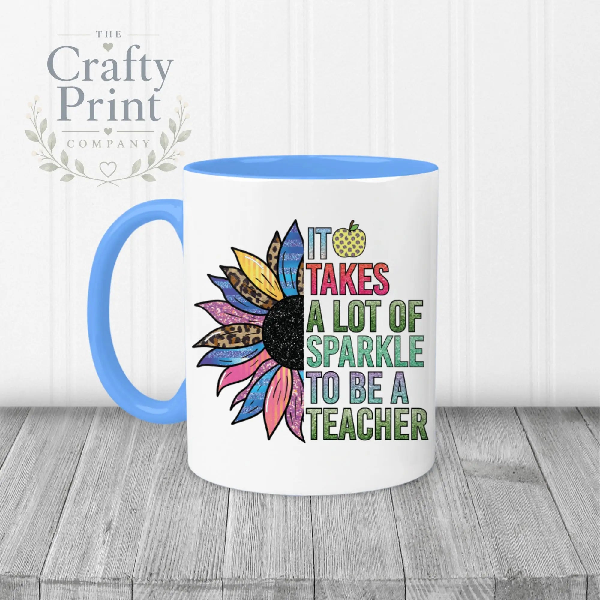 It takes a lot of sparkle to be teacher Mug - Blue Handle &