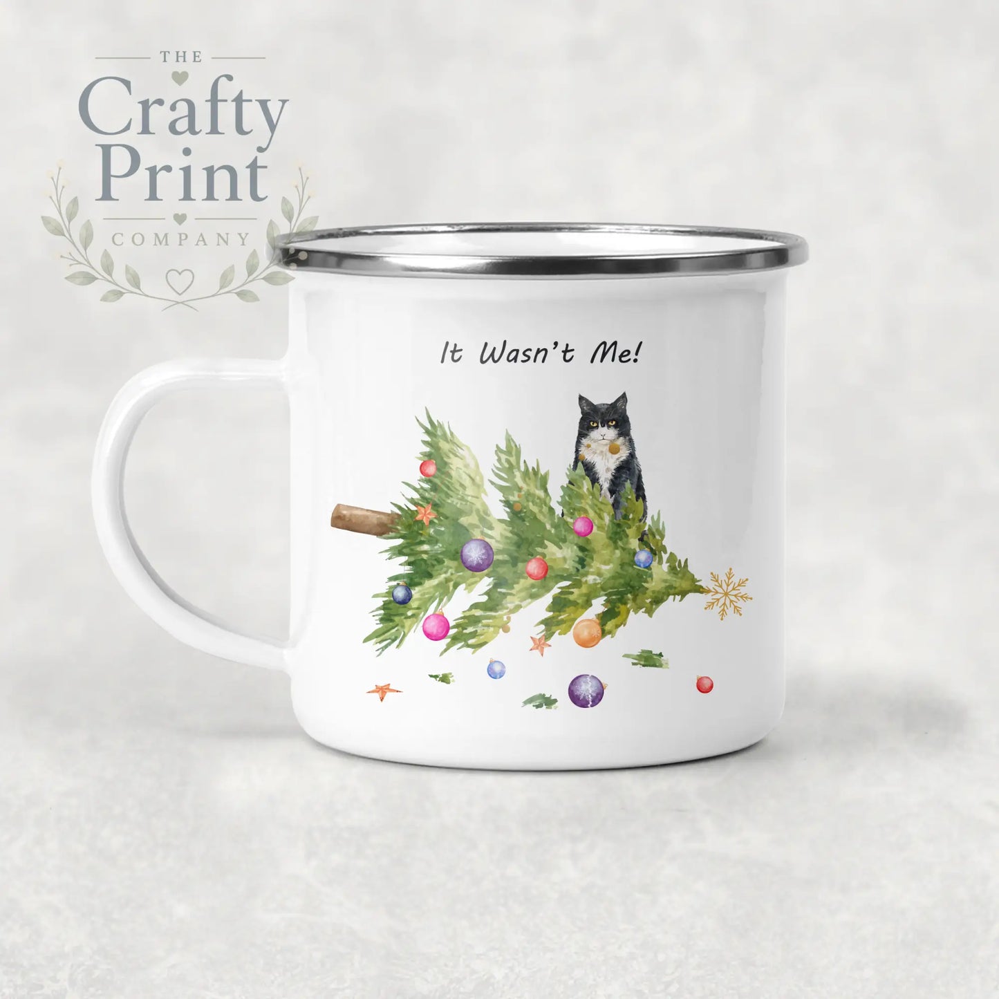 It wasn’t me Christmas Tree Cat Mug - Enamel - Mugs