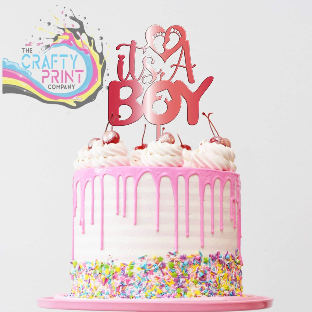 It’s a Boy Acrylic Cake Topper - Red Mirror