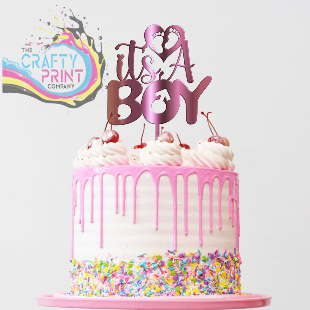 It’s a Boy Acrylic Cake Topper - Rose Gold Mirror