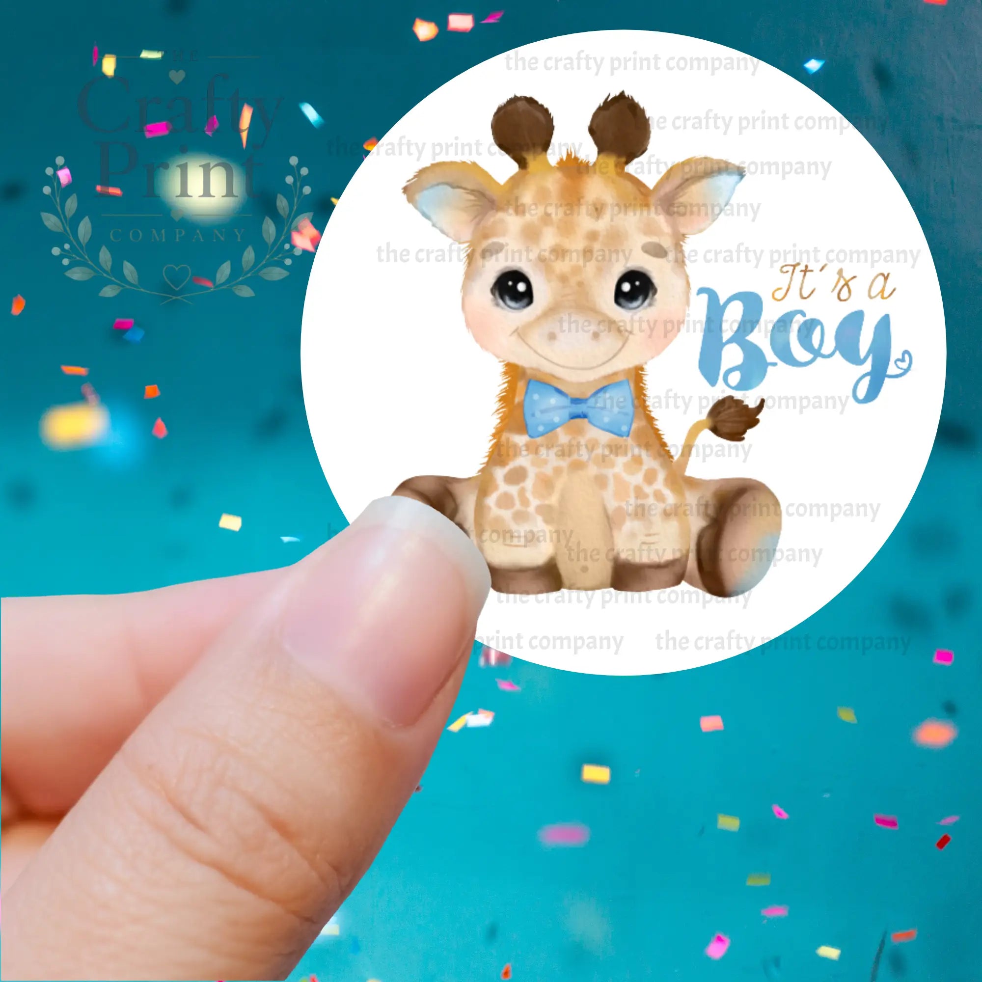 It’s A Boy Giraffe Printed Sticker - Decorative Stickers