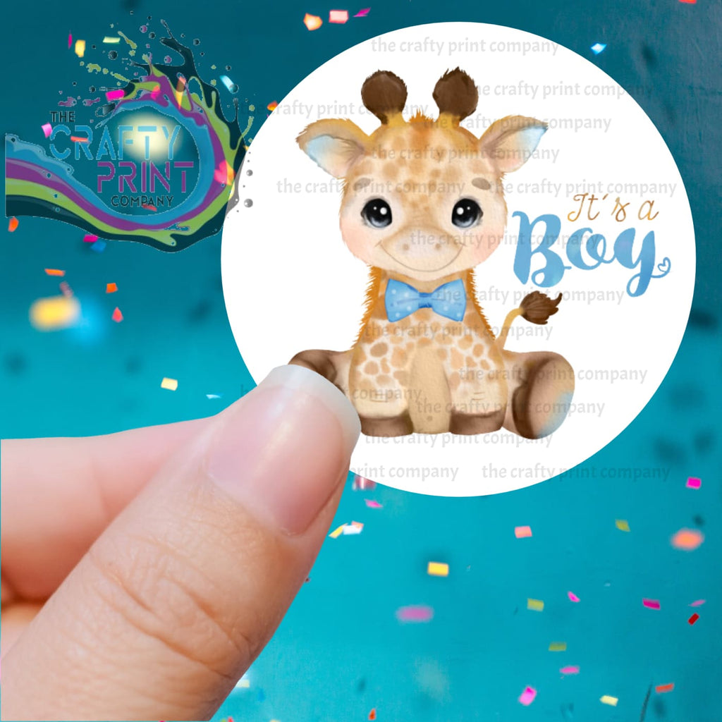 It’s A Boy Giraffe Printed Sticker - Decorative Stickers