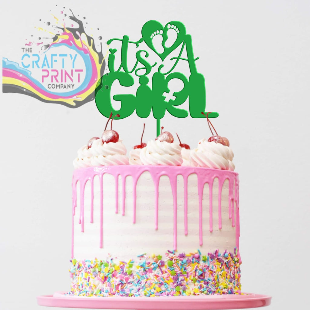 It’s a Girl Acrylic Cake Topper - Green