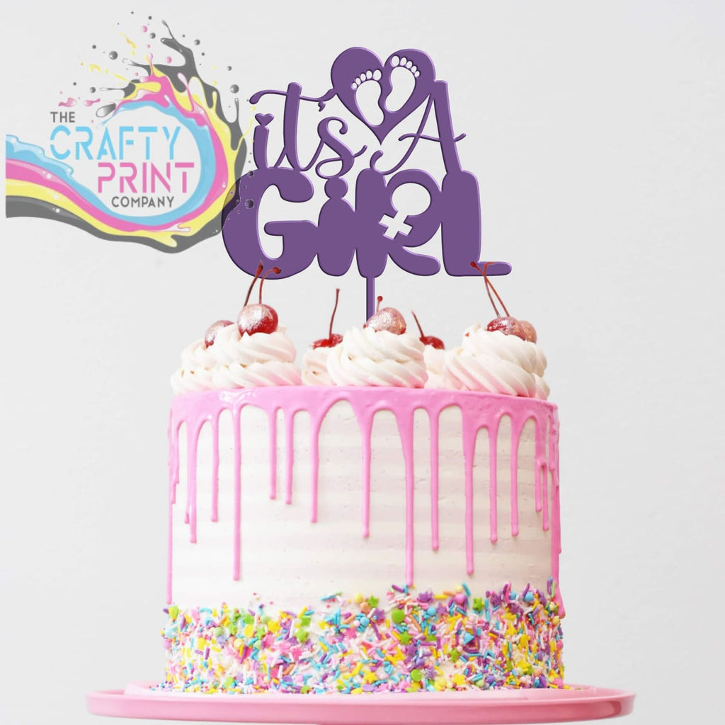 It’s a Girl Acrylic Cake Topper - Purple
