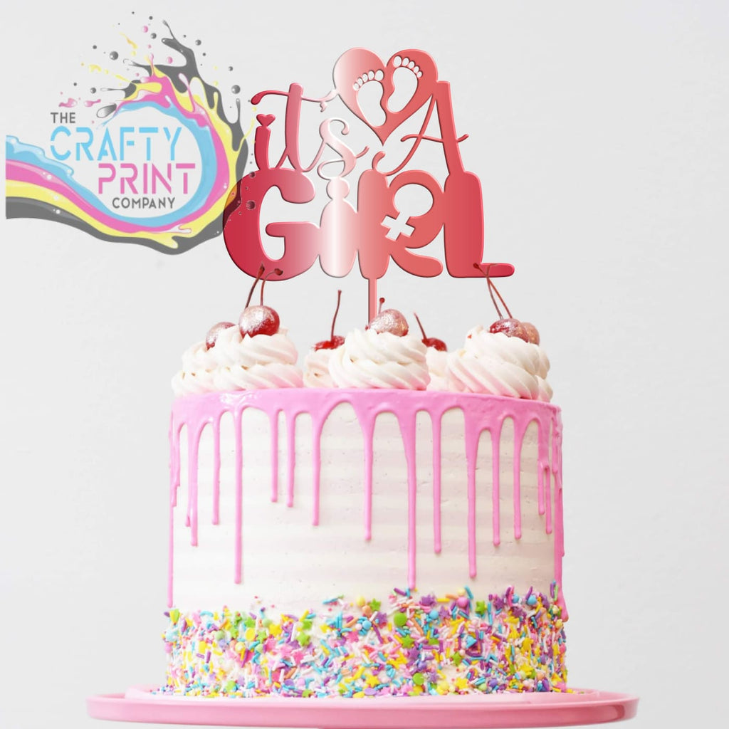 It’s a Girl Acrylic Cake Topper - Red Mirror