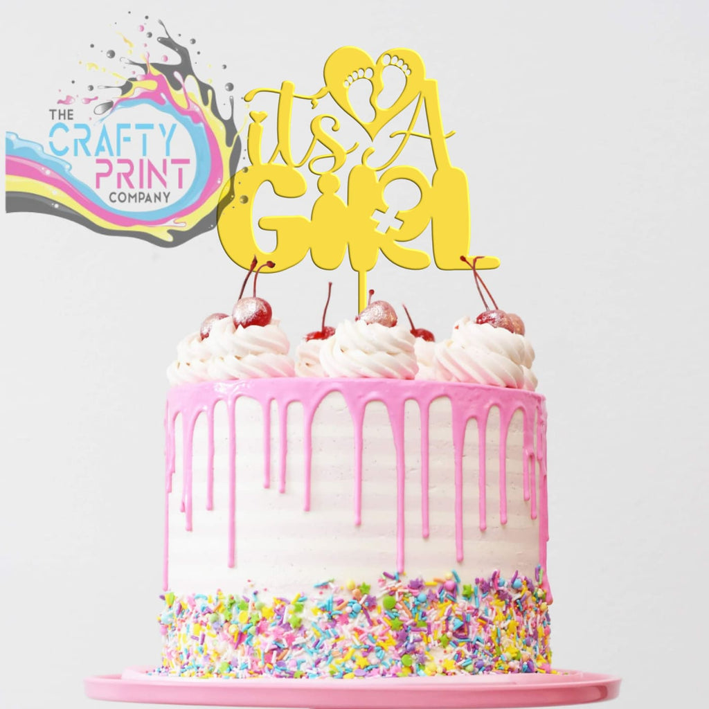 It’s a Girl Acrylic Cake Topper - Yellow