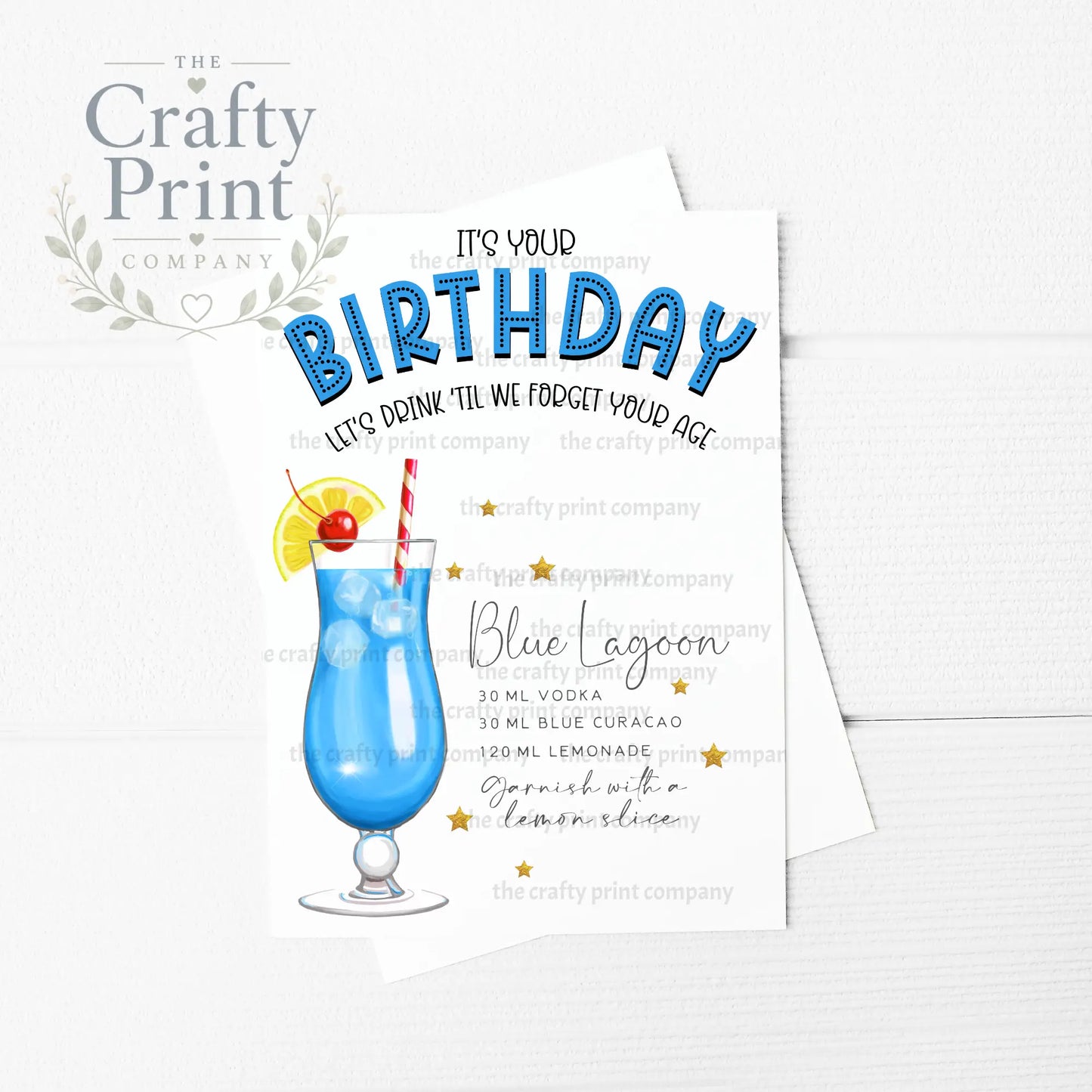 It’s Your Birthday Blue Lagoon Cocktail Recipe A5 Card