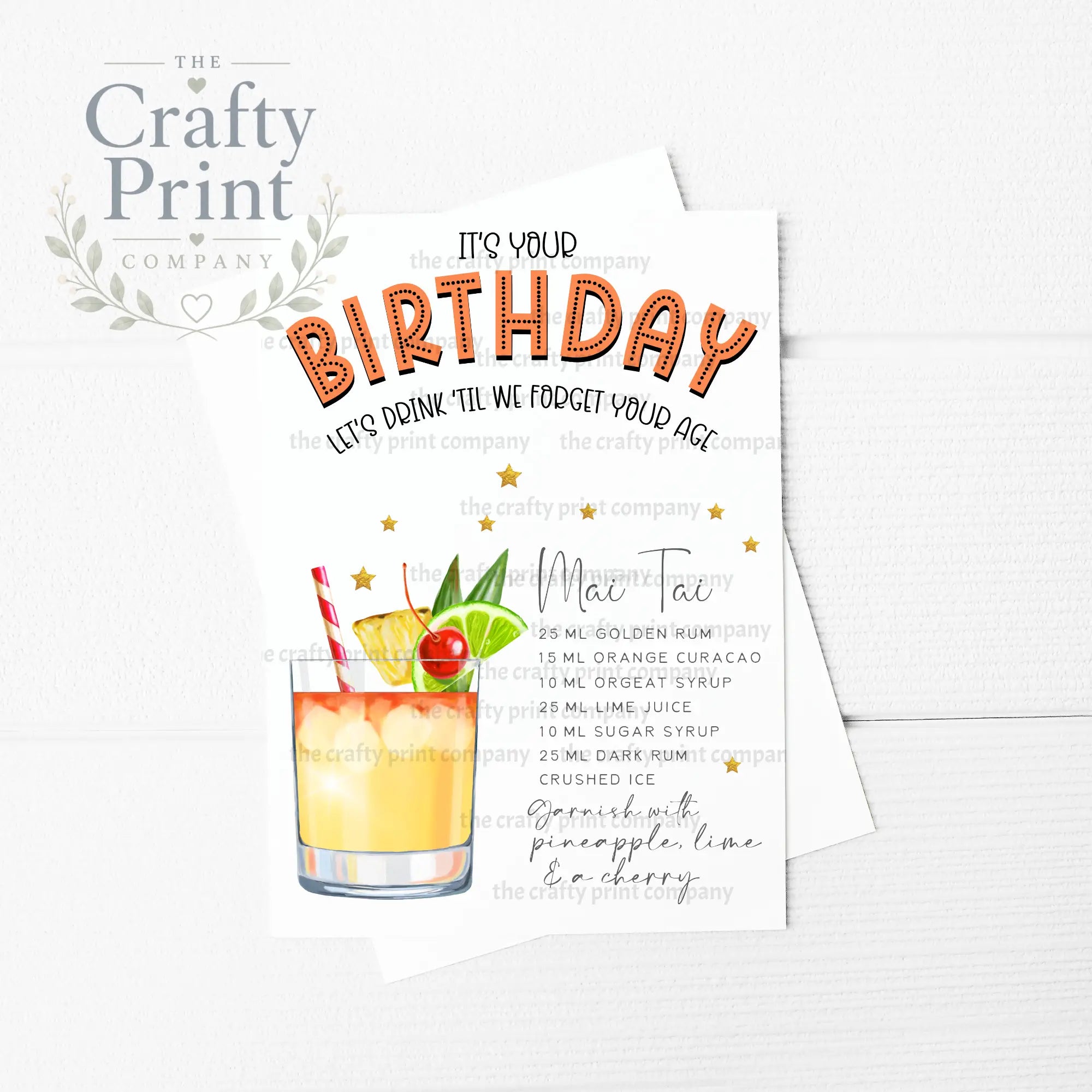It’s Your Birthday Mai Tai Cocktail Recipe A5 Card