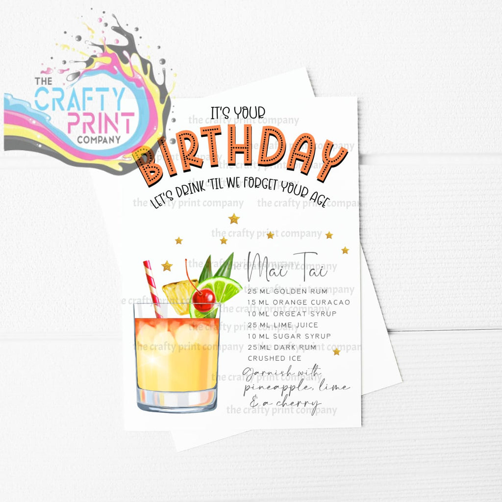 It’s Your Birthday Margarita Cocktail Recipe A5 Card