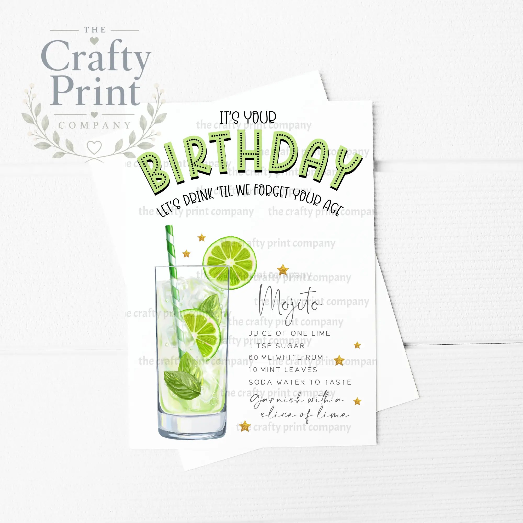 It’s Your Birthday Mojito Cocktail Recipe A5 Card