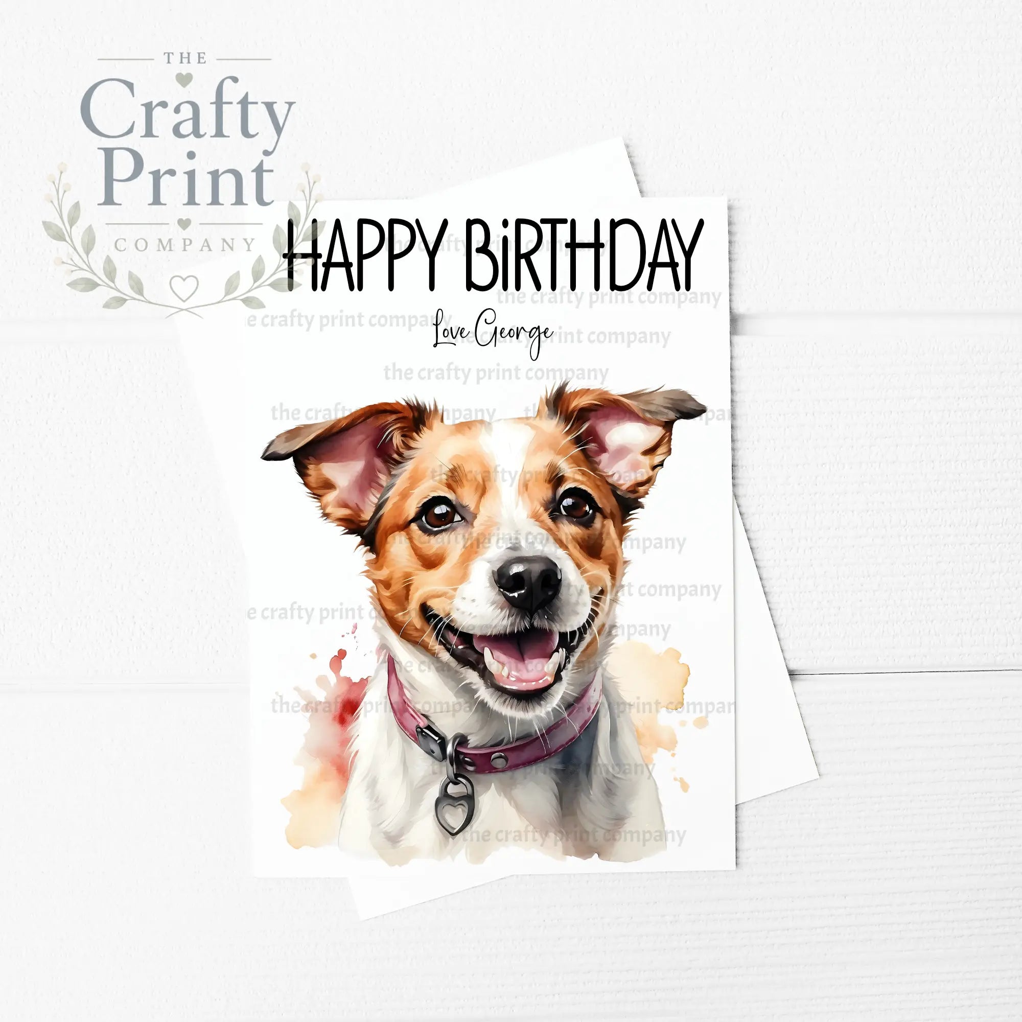 Jack Russell Watercolour A5 Birthday Card - Greeting & Note