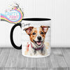 Jack Russell Watercolour Mug - Black Handle & Inner - Mugs