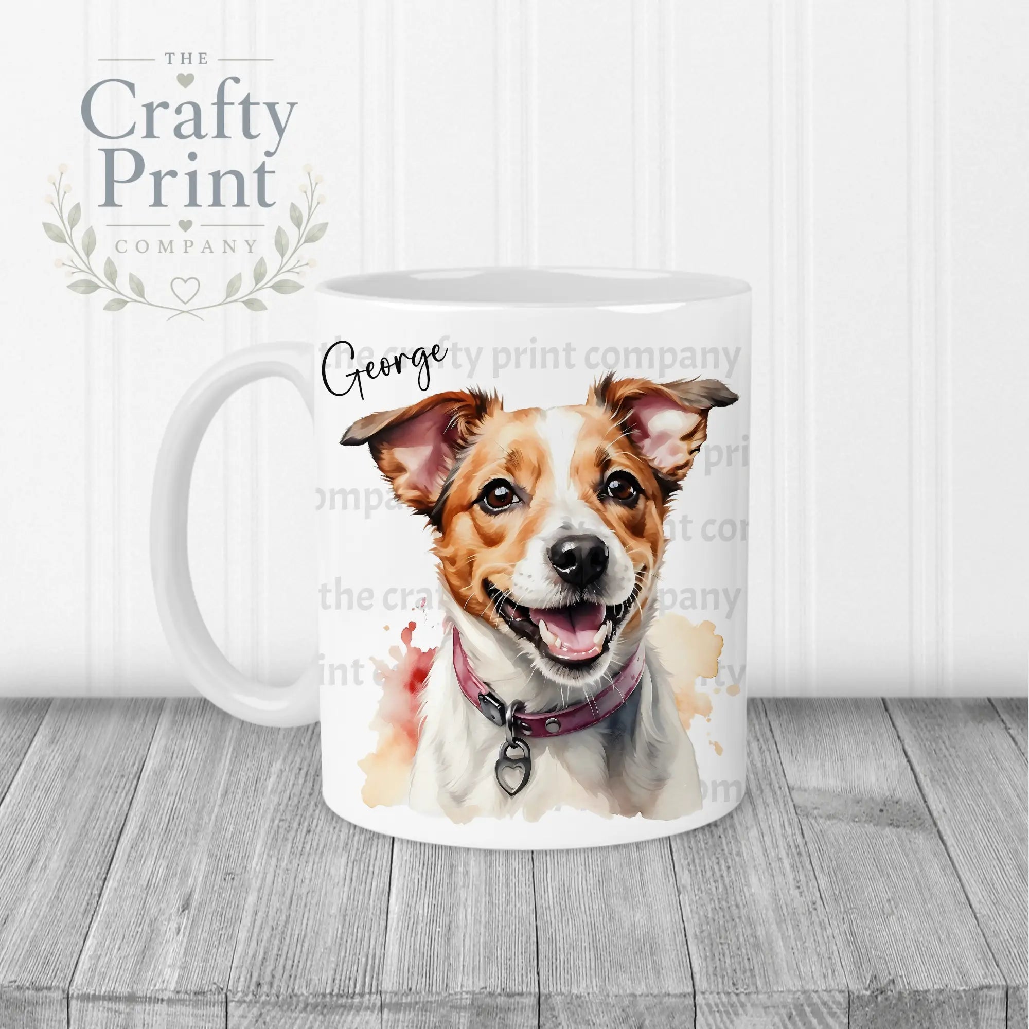 Jack Russell Watercolour Mug - White Handle & Inner - Mugs