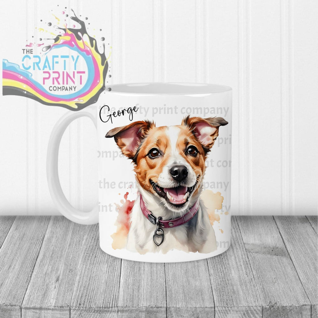 Jack Russell Watercolour Mug - White Handle & Inner - Mugs