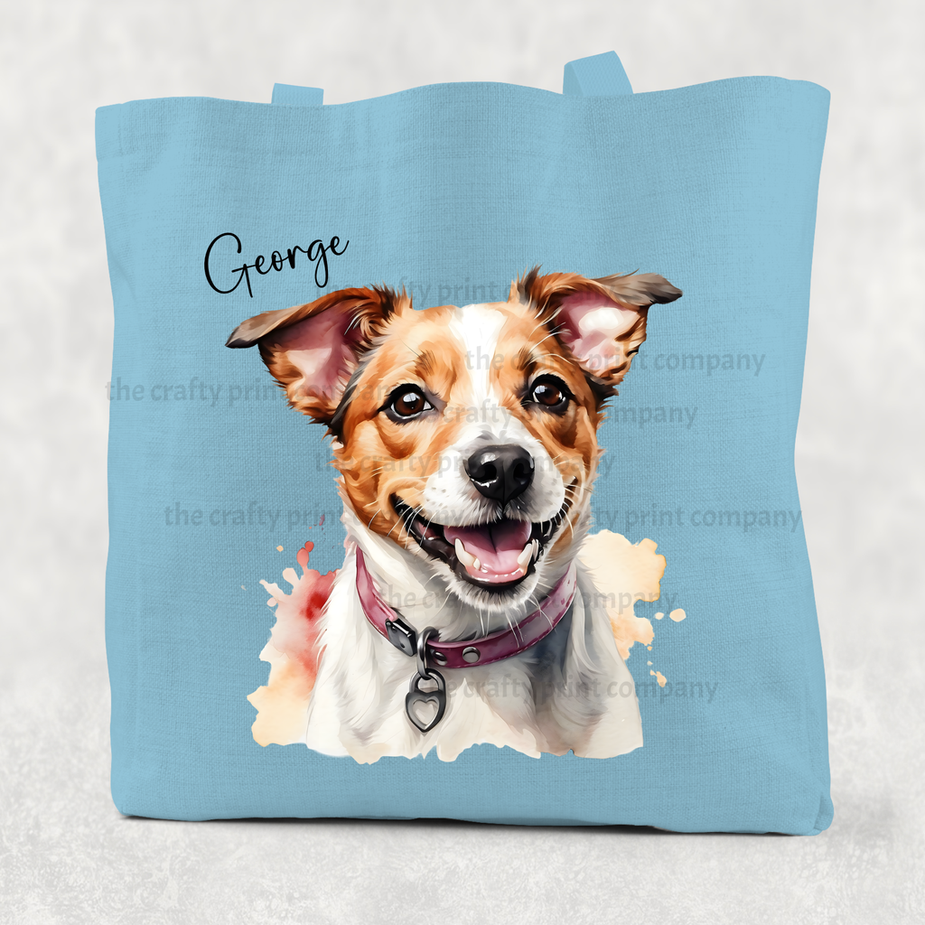 Jack Russell Watercolour Cotton Re-usable Tote Bag