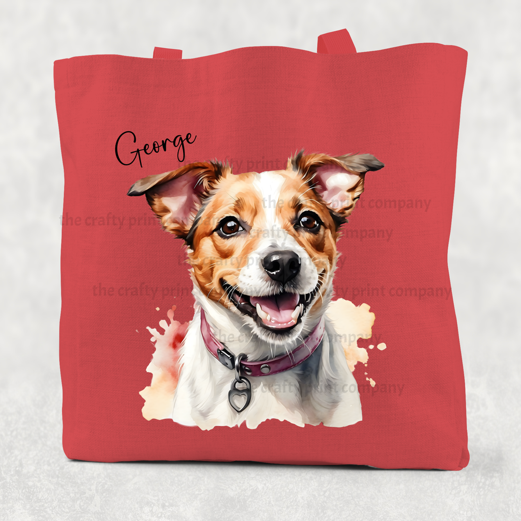 Jack Russell Watercolour Cotton Re-usable Tote Bag