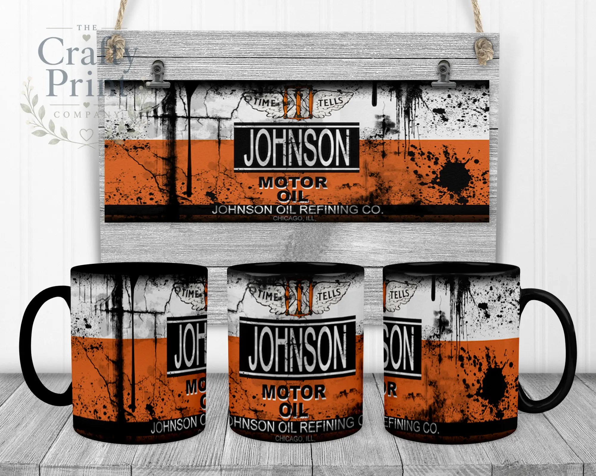 Johnson Motor Oil Dirty Mug - Black Handle & Inner - Mugs