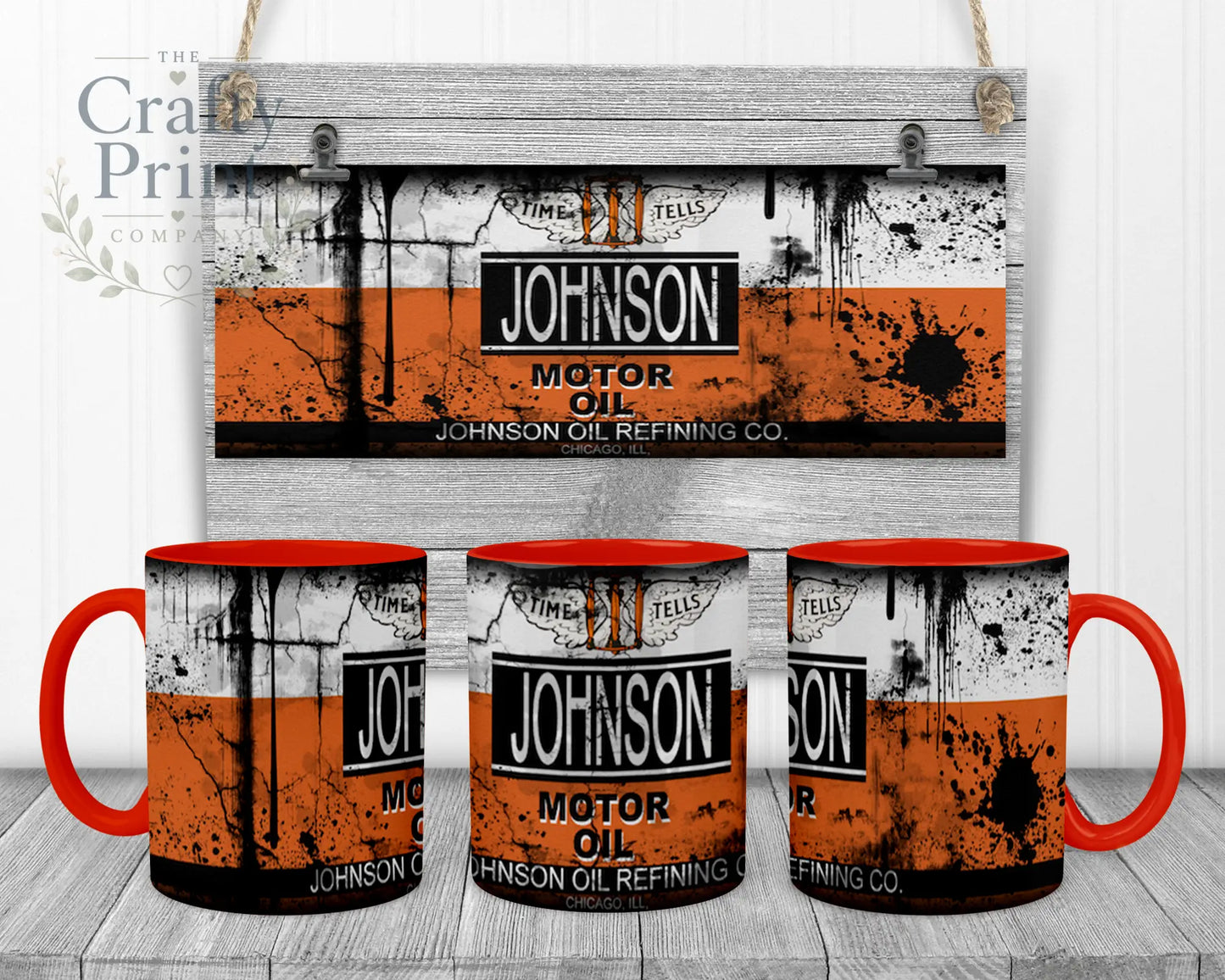 Johnson Motor Oil Dirty Mug - Red Handle & Inner - Mugs
