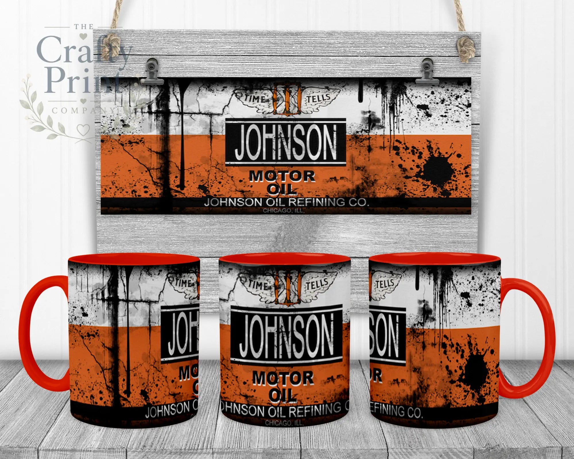 Johnson Motor Oil Dirty Mug - Red Handle & Inner - Mugs
