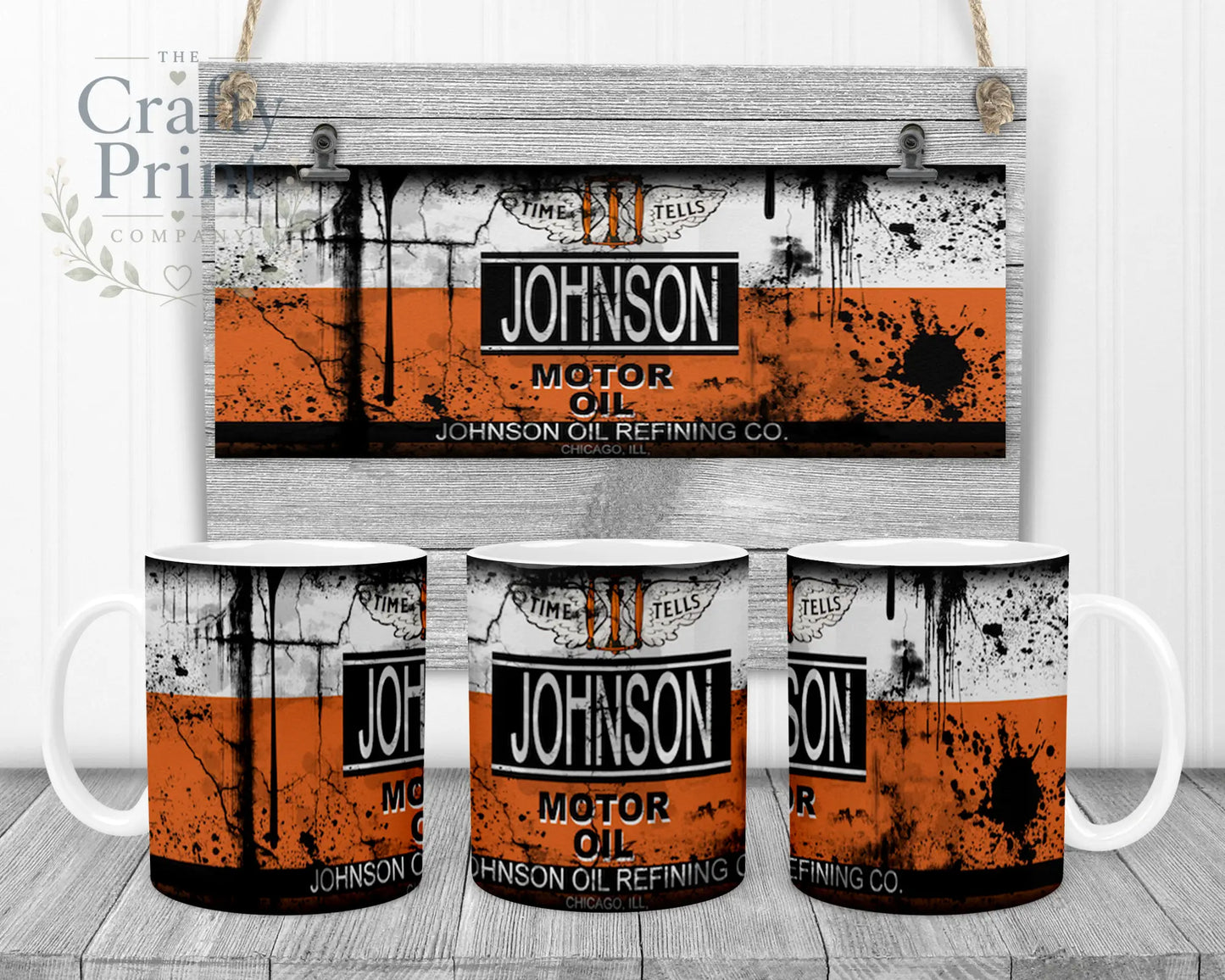 Johnson Motor Oil Dirty Mug - White Handle & Inner - Mugs