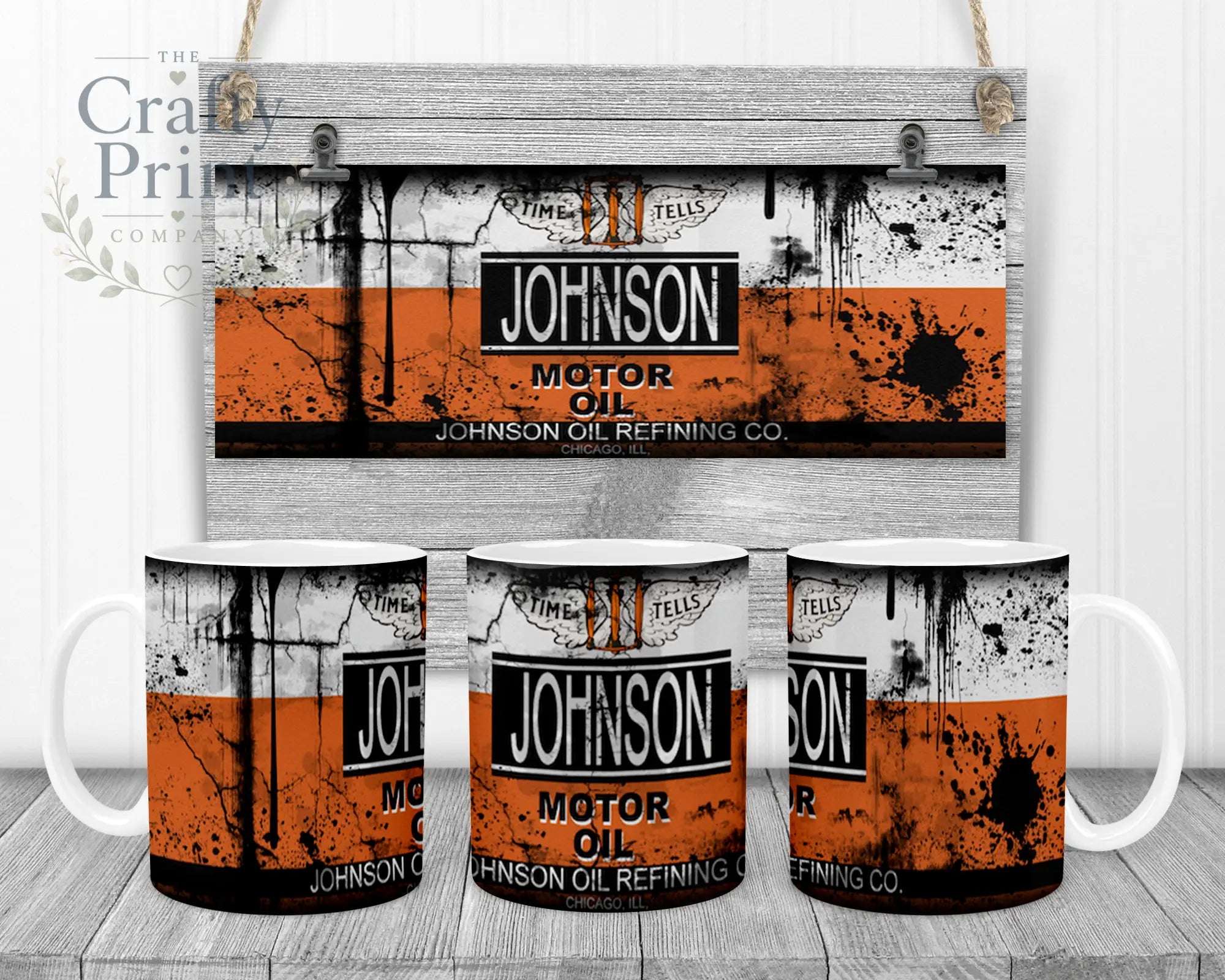 Johnson Motor Oil Dirty Mug - White Handle & Inner - Mugs