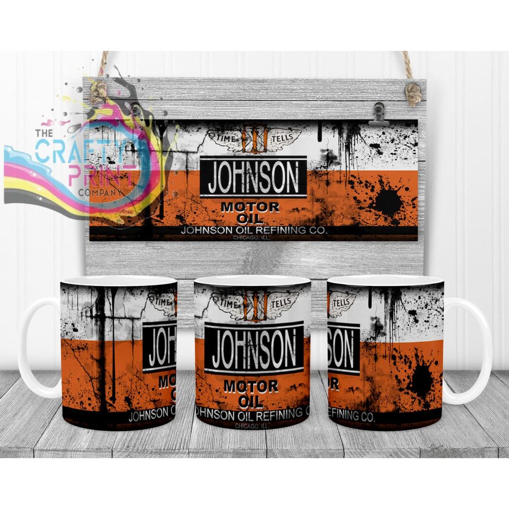 Johnson Motor Oil Dirty Mug - White Handle & Inner - Mugs