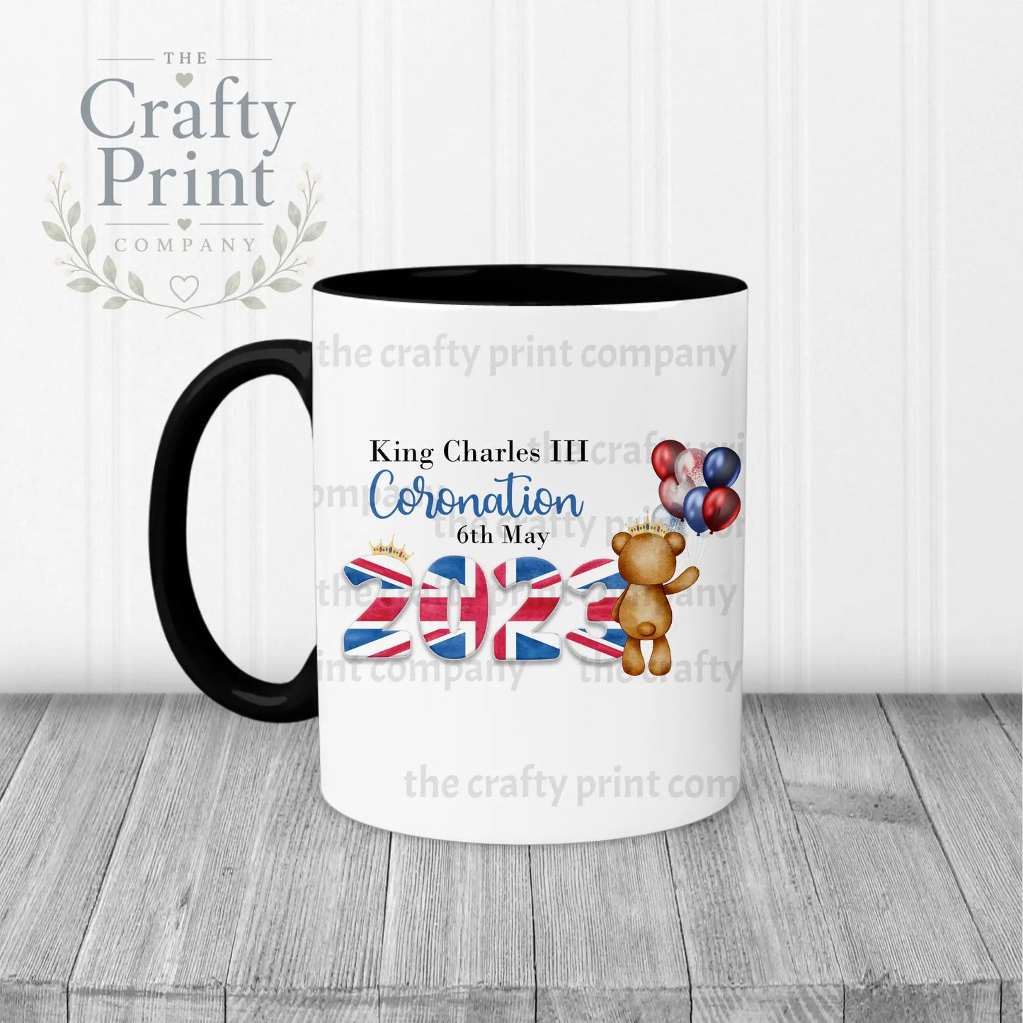 King Charles III Coronation 2023 Balloon Mug - Black Handle