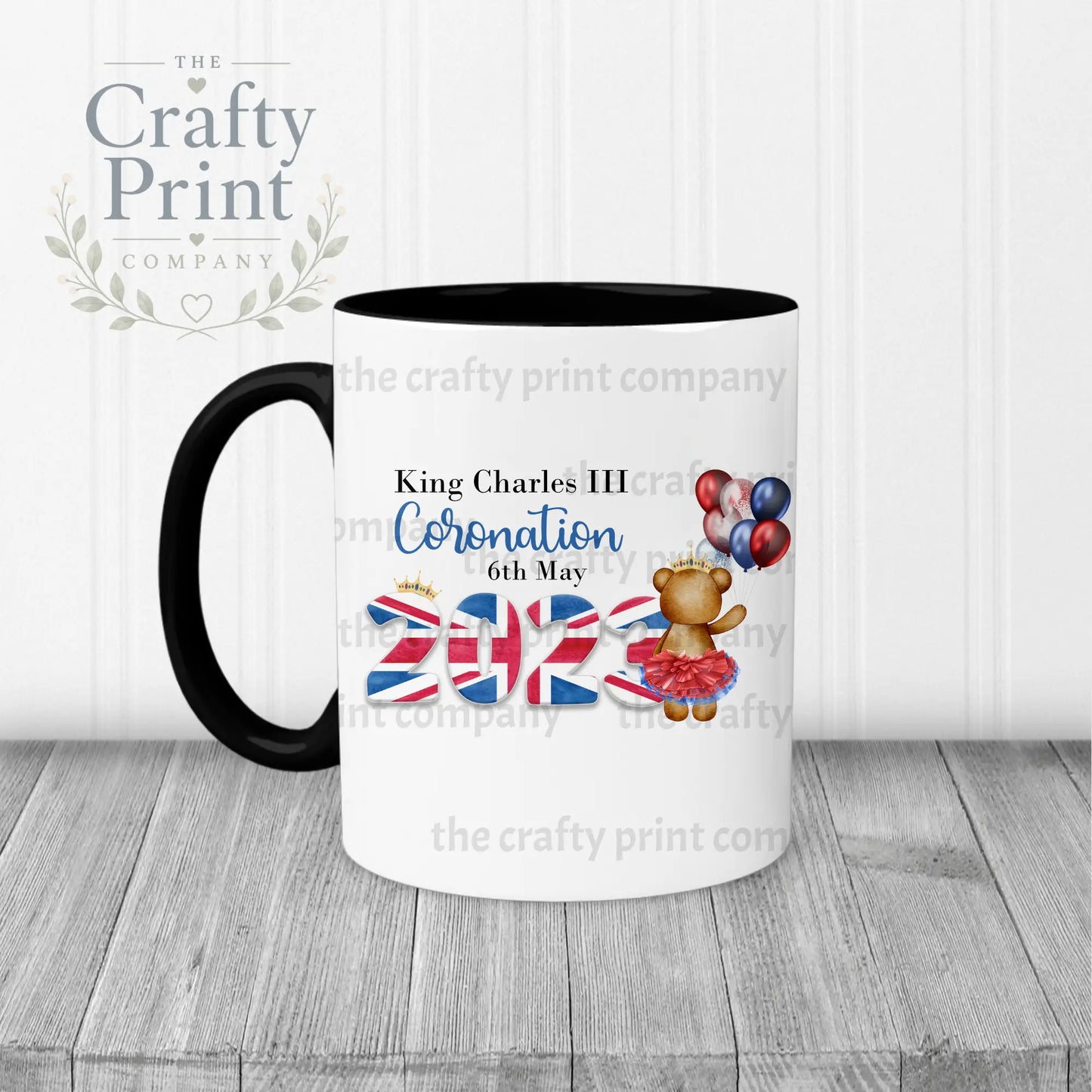 King Charles III Coronation 2023 Balloon Mug - Black Handle