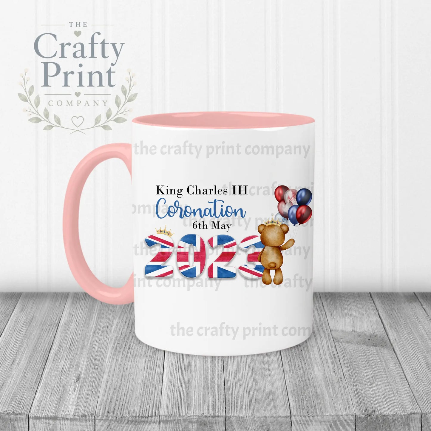 King Charles III Coronation 2023 Balloon Mug - Pink Handle