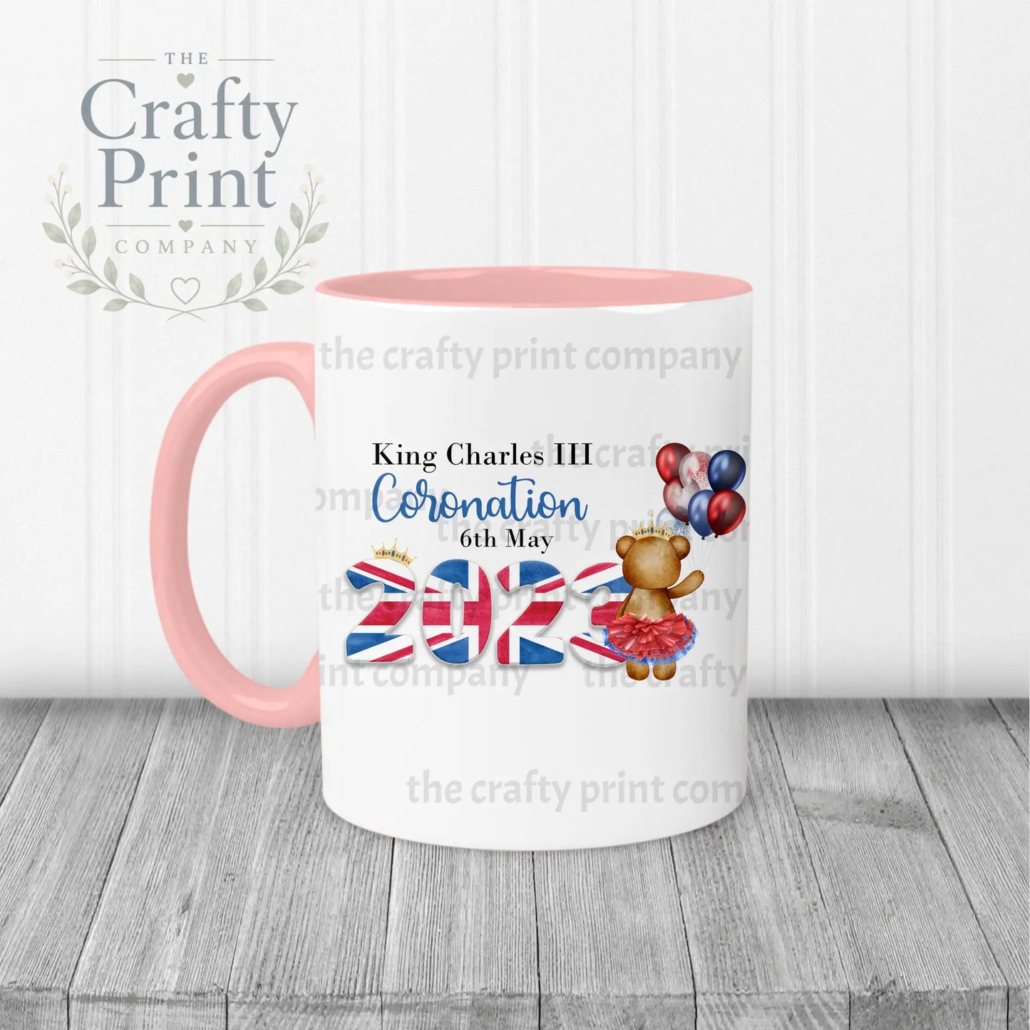 King Charles III Coronation 2023 Balloon Mug - Pink Handle