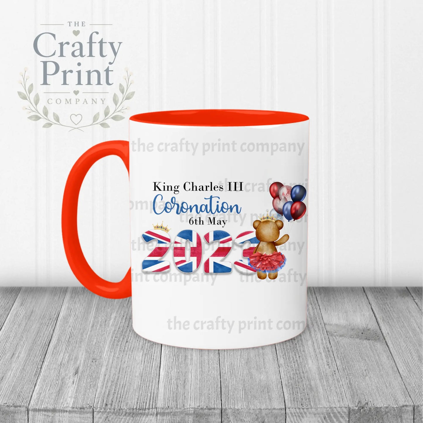 King Charles III Coronation 2023 Balloon Mug - Red Handle &