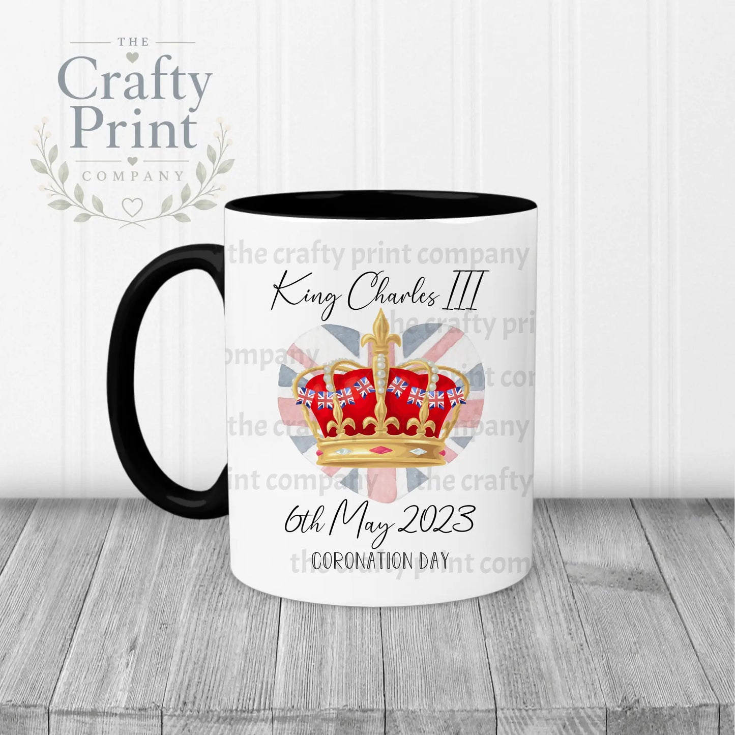 King Charles III Coronation 2023 Crown Mug - Black Handle &